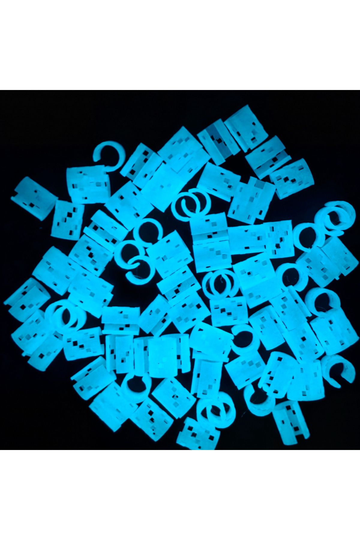 ZLBoutique-Set 50 Inele Păr Albastre Fosforescente, 1cm X 0.6cm, Accesorii Păr, Împletituri Păr, Cercel De Păr 5