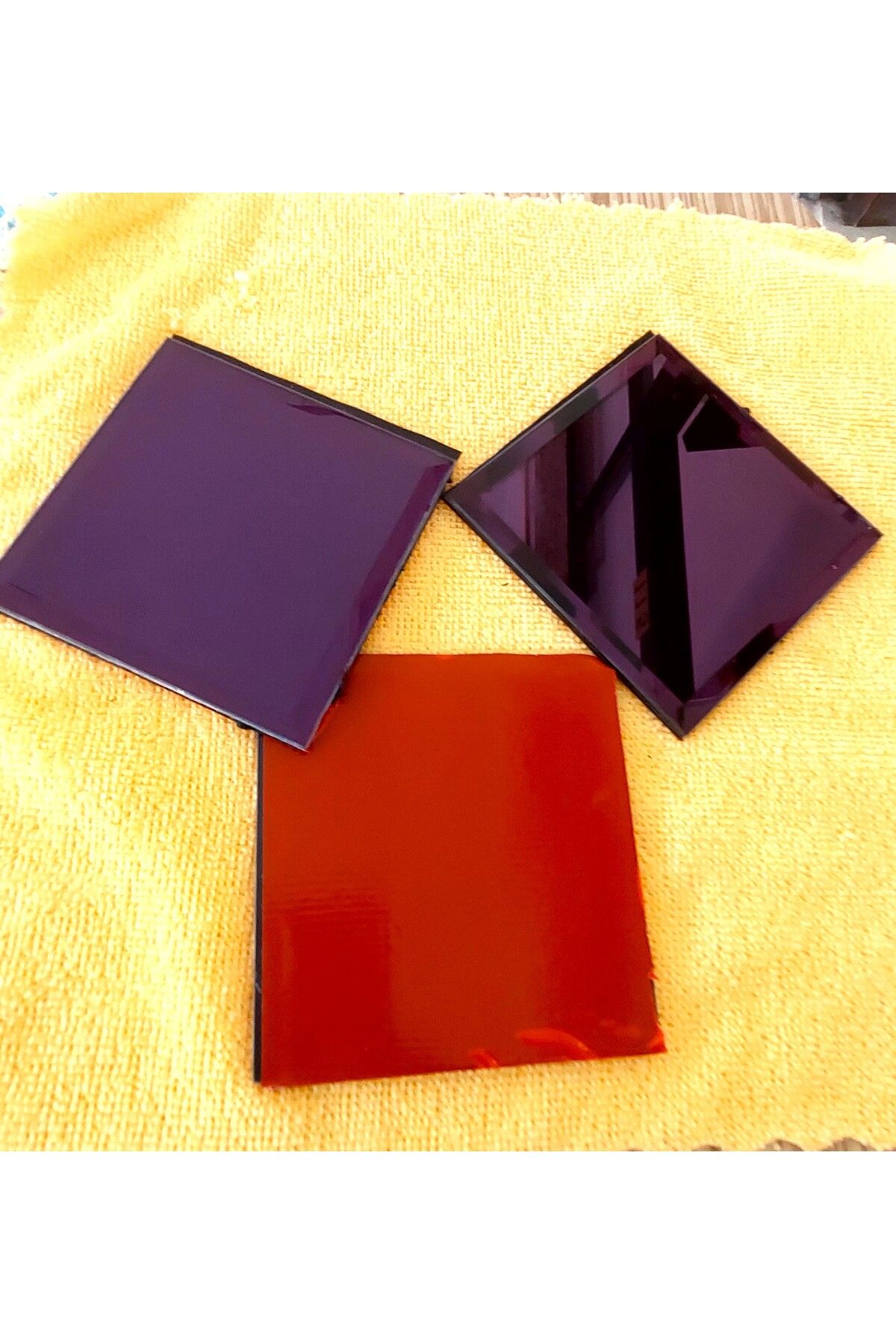 ea-br6 20 ADET 10 x 10 cm MOR BİZOTELİ GERÇEK AYNA YAPIŞKANLI