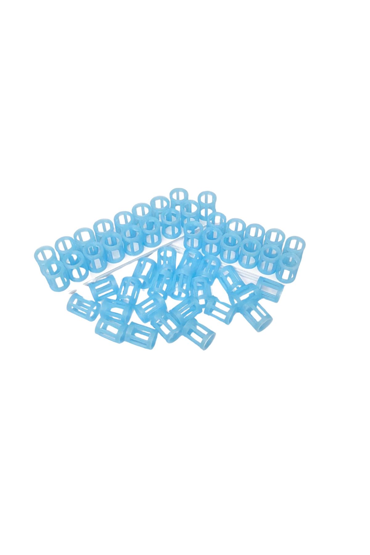 ZLBoutique-Set 50 Inele de Păr Fosforescente + Aplicator, Culoare Albastră, 1 cm x 0,6 cm, Dreadlocks 4