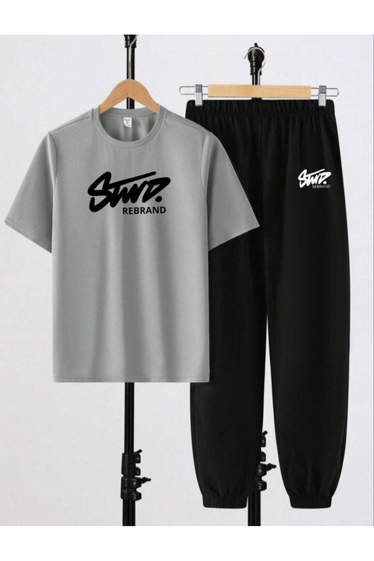 REBRAND Spor Giyim Oversize T-shirt Takımı - Baskılı Alt Üst Eşofman