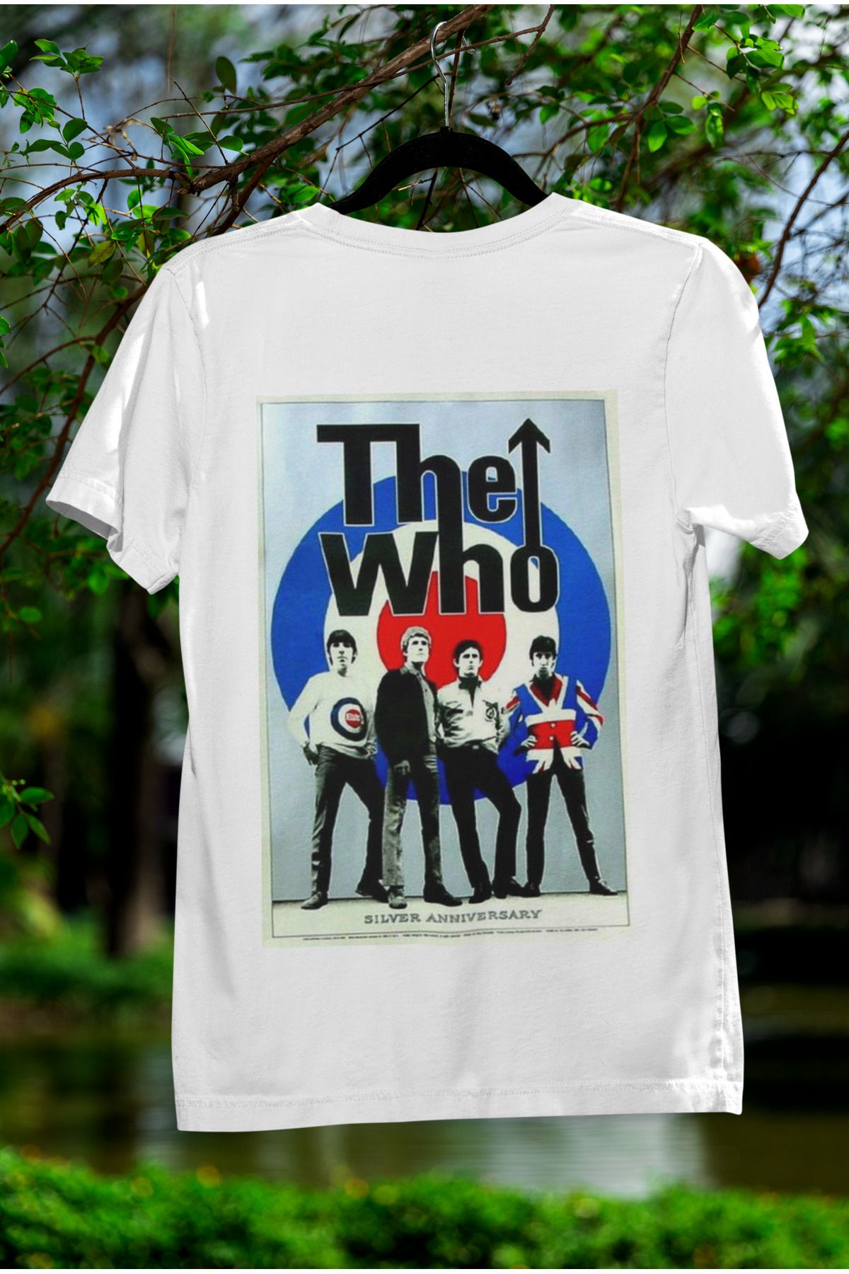 MAGORS THE WHO SIRT BASKILI BİSİKLET YAKA PAMUKLU OVERSIZE KALIP KISA KOLLU UNISEX TSHIRT