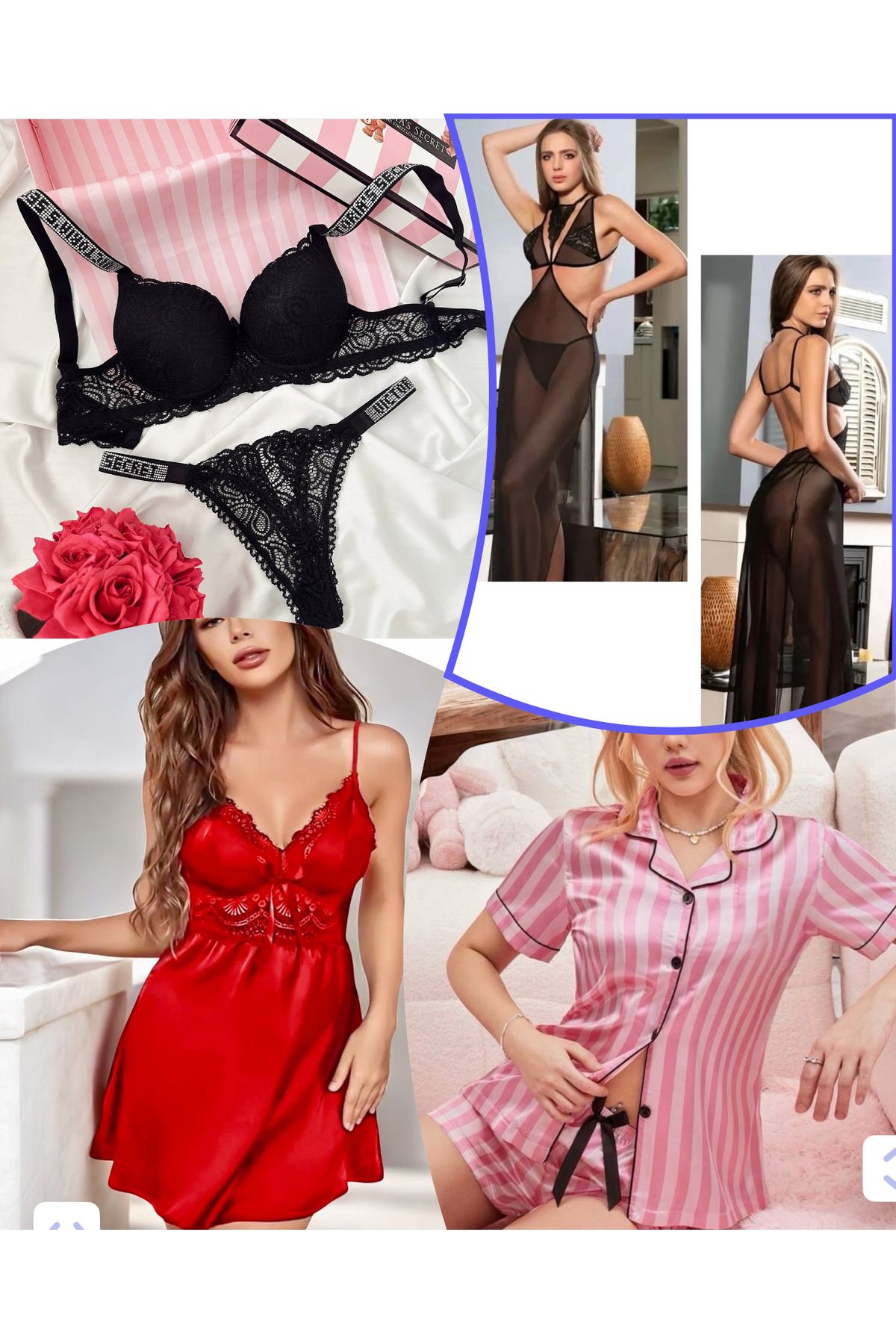 SATTENS 7 parça kadın çeyiz seti bohça seti gecelik pijama takım seti kutulu çeyiz seti