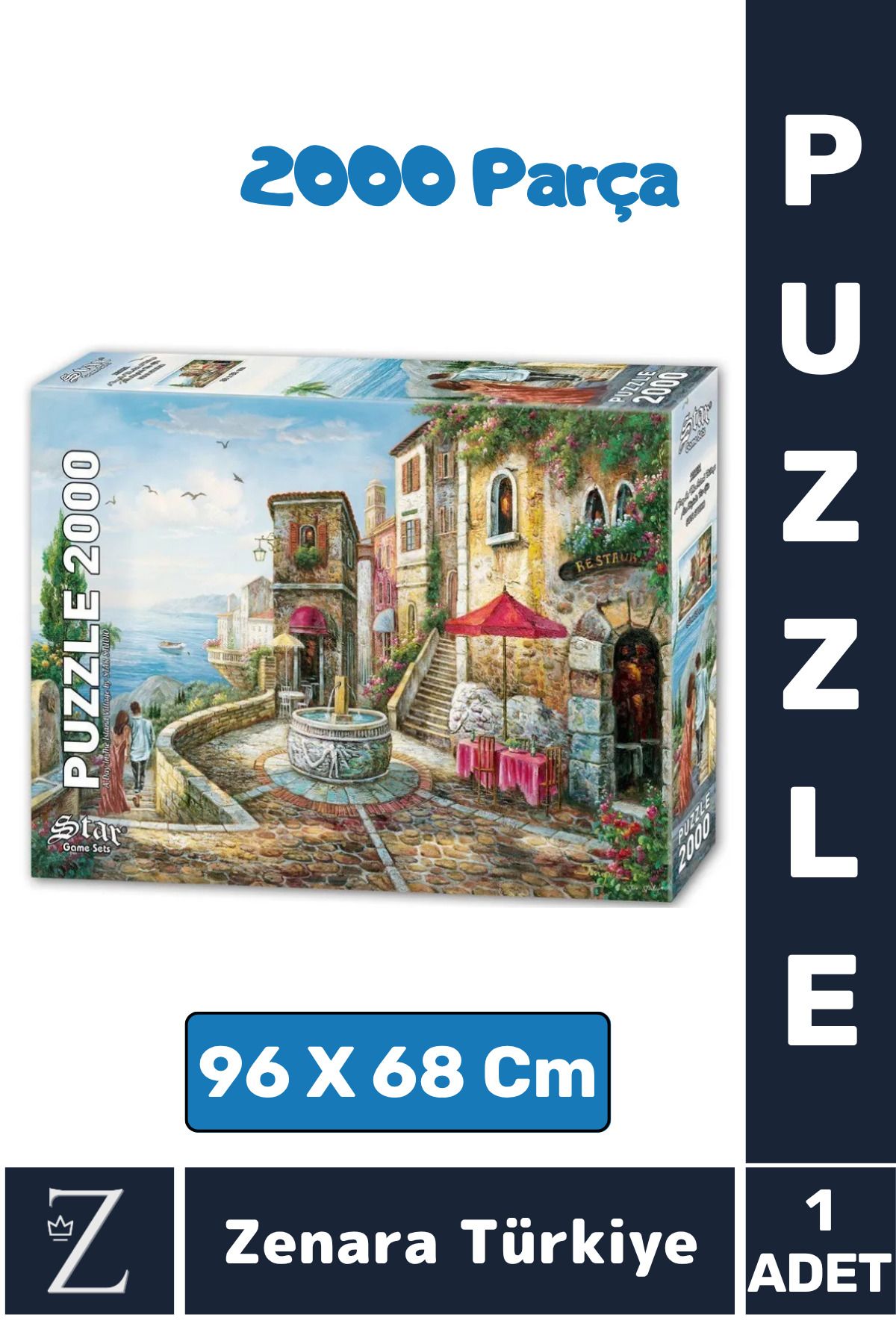 Zenara Eğlenceli Eğitici El Göz Görsel Algı Hafıza Beceri Geliştirici 2000 Parça PUZZLE ADA KÖYÜNDE BİR GÜN