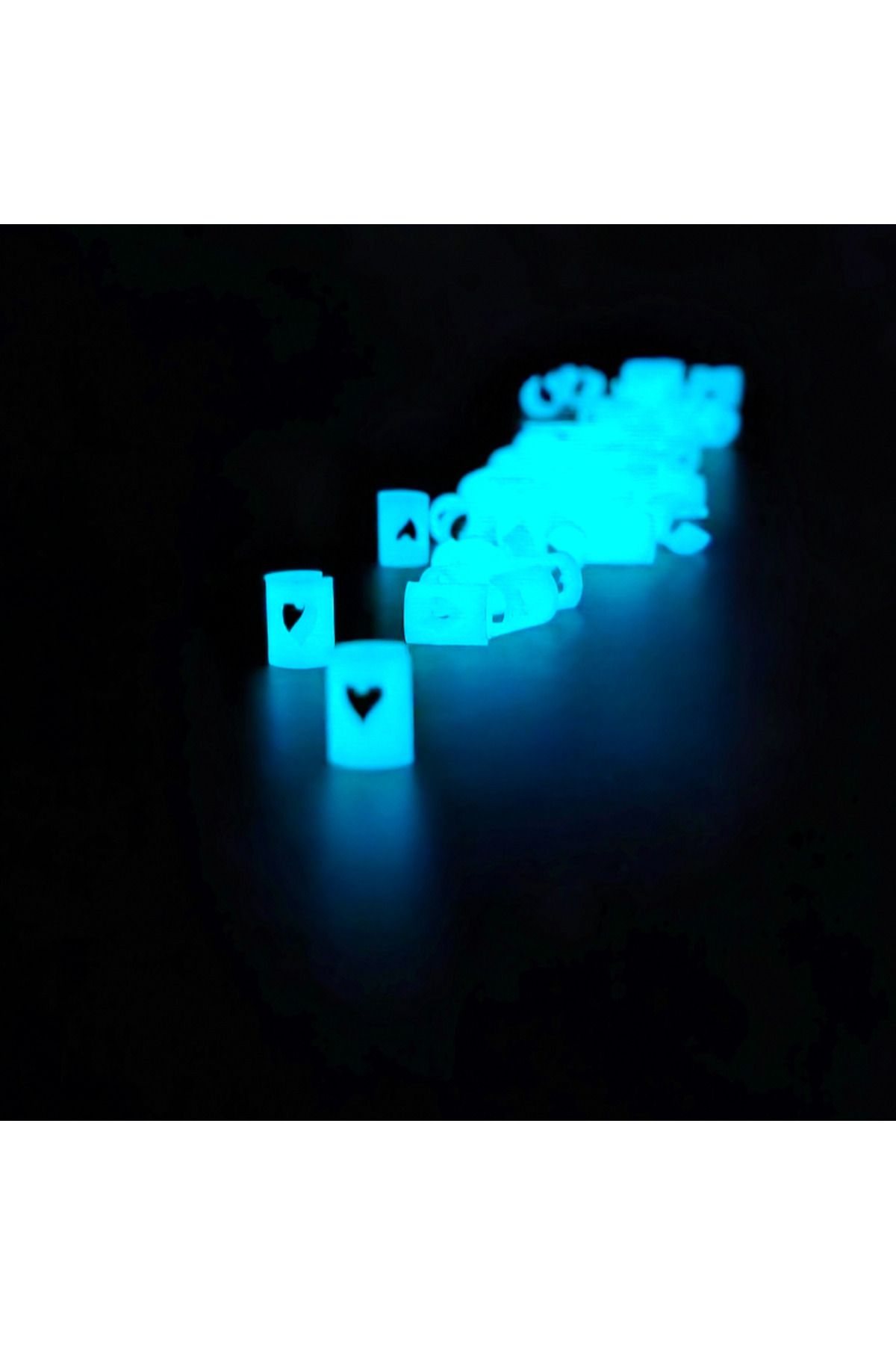 ZLBoutique-Set 50 de inele de păr, albastru fluorescent, cu aplicator, model inimă, 1x0.6cm, dreadlocks și împletitură 2