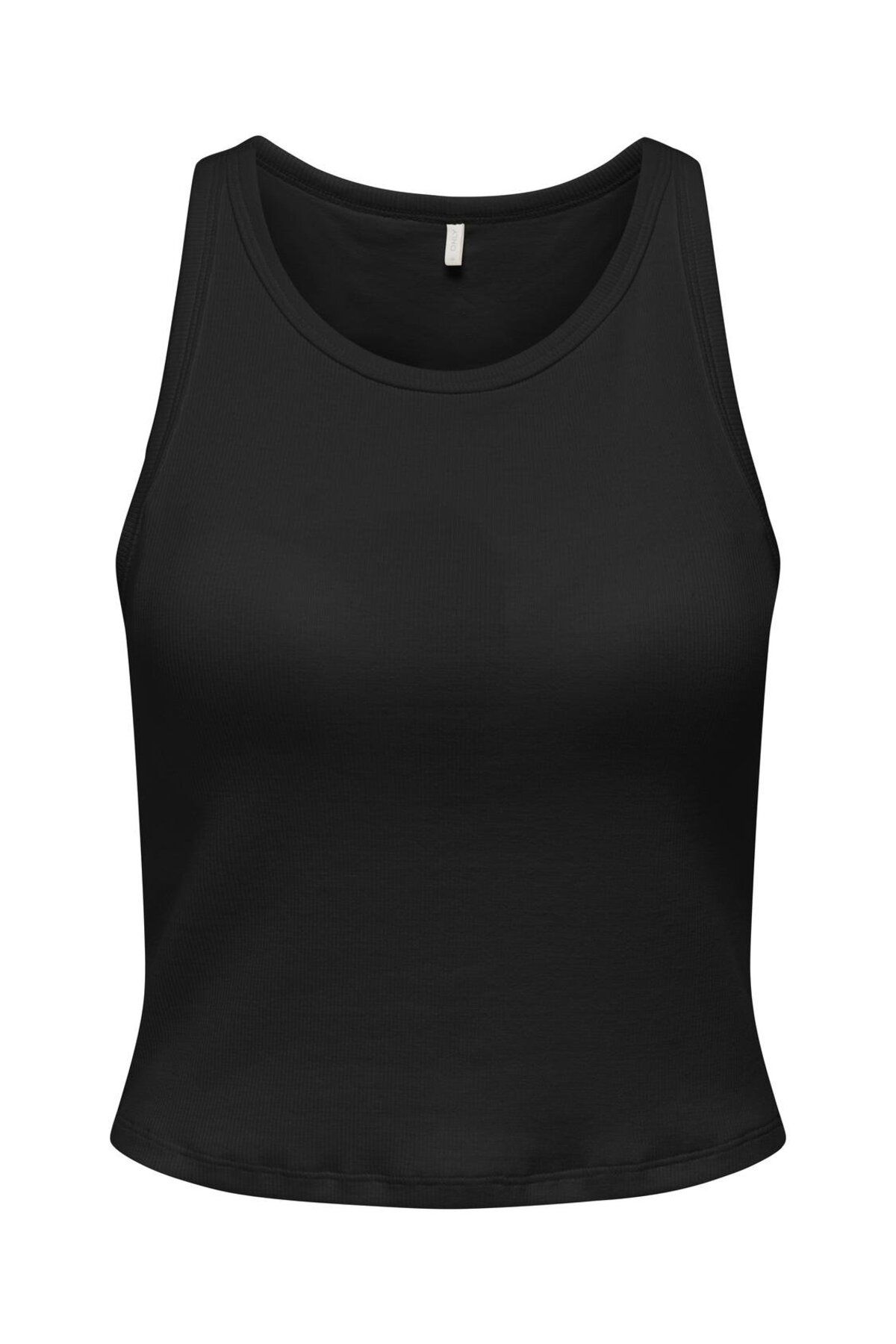 ONLY ONLVELMA RIB PADDED CROP TOP ACC Kadın Siyah T-Shirt - 15319477