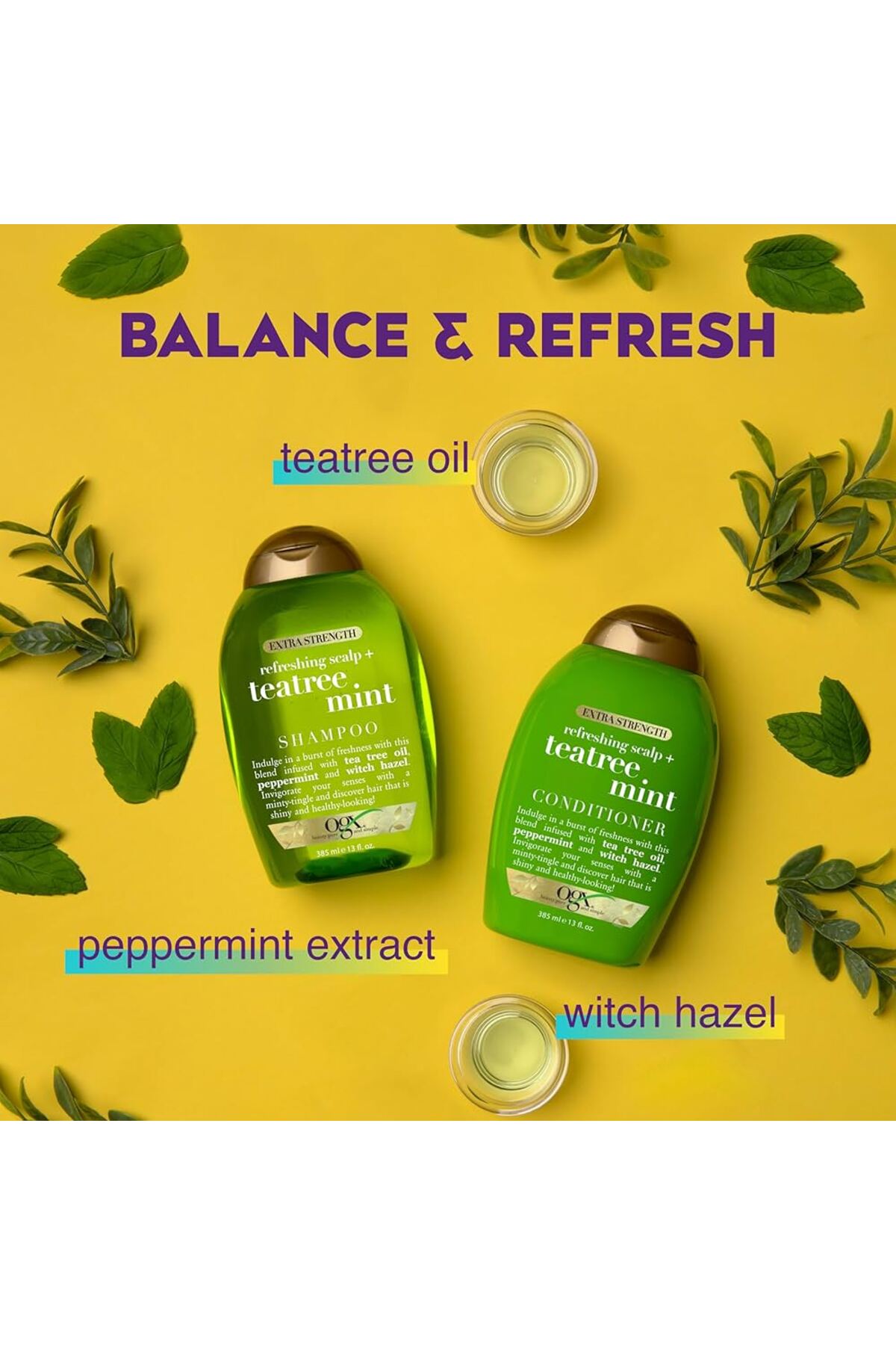 Teatree Mint Shampoo & Conditioner Çayağacı Nane Şampuan 385 ML + Saç Kremi 385 ML Set — OGXTTRMNTST001 — تصویر 4 از 7