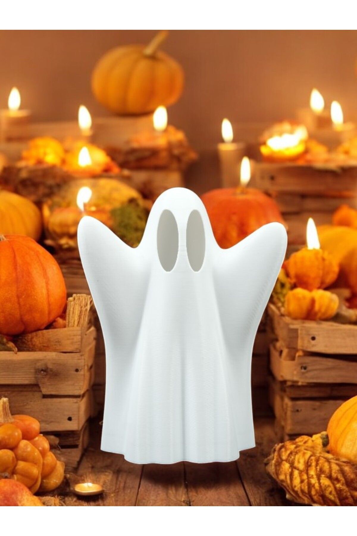 SerenityHaven Hayalet Dekoratif Biblo & Ledli Tealight (TEALIGHT DAHİL DEĞİDİR)