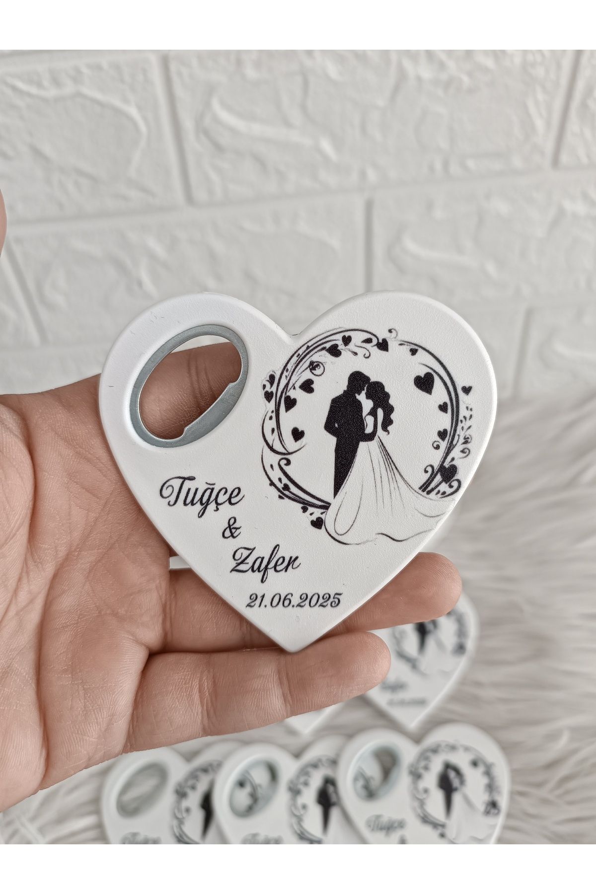 doğrukan 20 adet gelin damatlı düğün nişan nikah kalp açacak magnet hediyelik