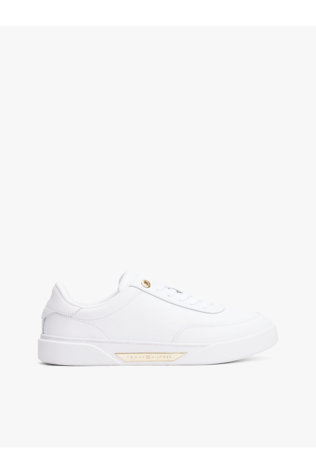 Tommy Hilfiger Leather Gold-Tone Trim Court Trainers