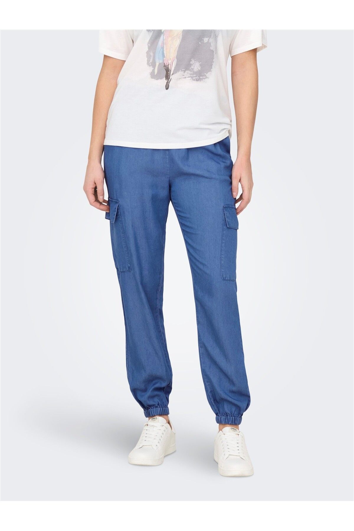 ONLY ONLCHARIS LIFE HW PB CARGO PANT CC WVN Kadın Mavi Pantolon - 15338316