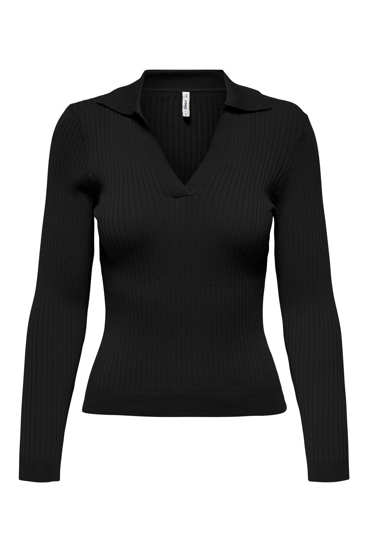 ONLY ONLNIMA LIFE LS POLO PULLOVER CC KNT Kadın Siyah Kazak - 15344231