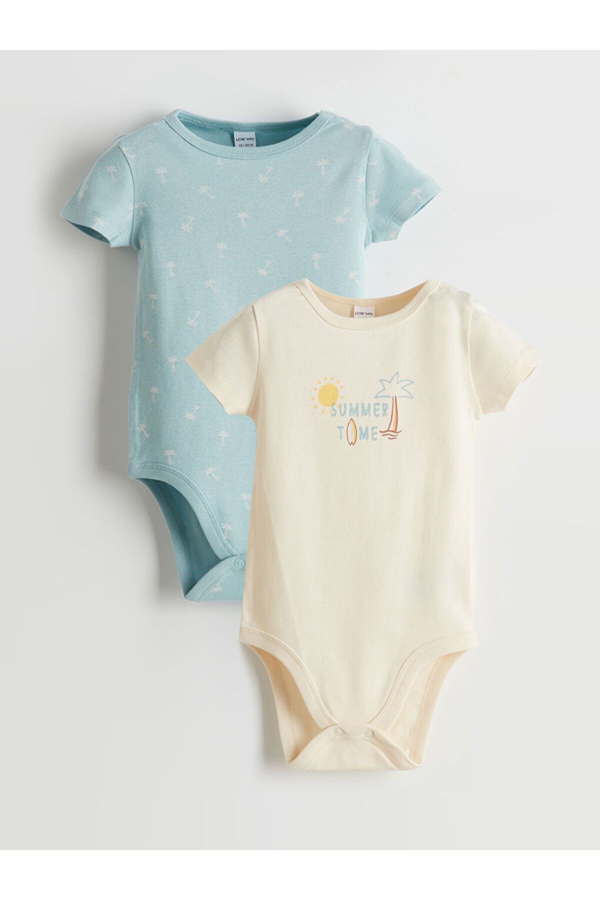 LC Waikiki LCW baby Ekru Baskılı Erkek Bebek Çıtçıtlı Bodysuit 2'li