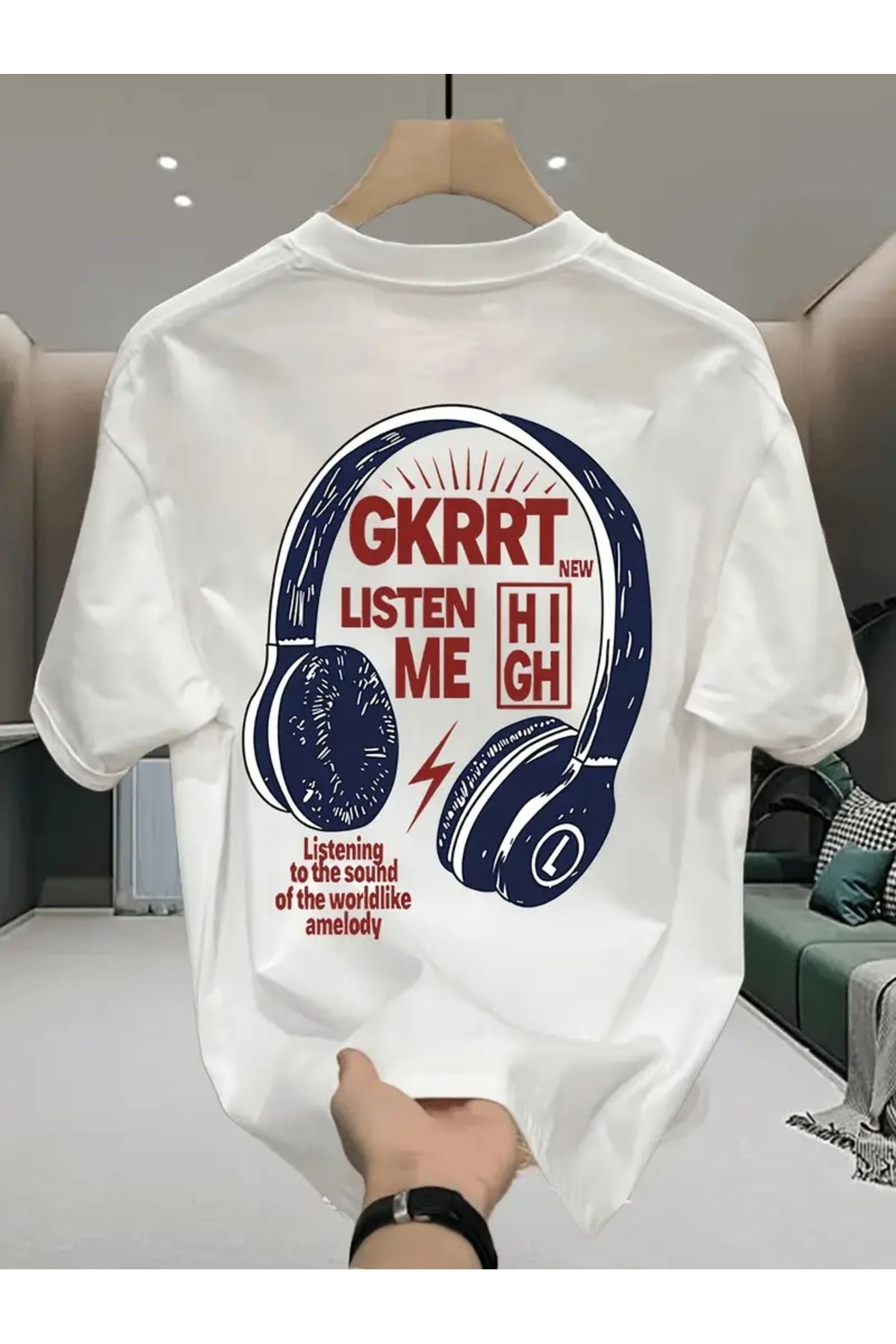 AEMİ Unisex GKRRT Baskılı Oversize Bisiklet Yaka T-shirt