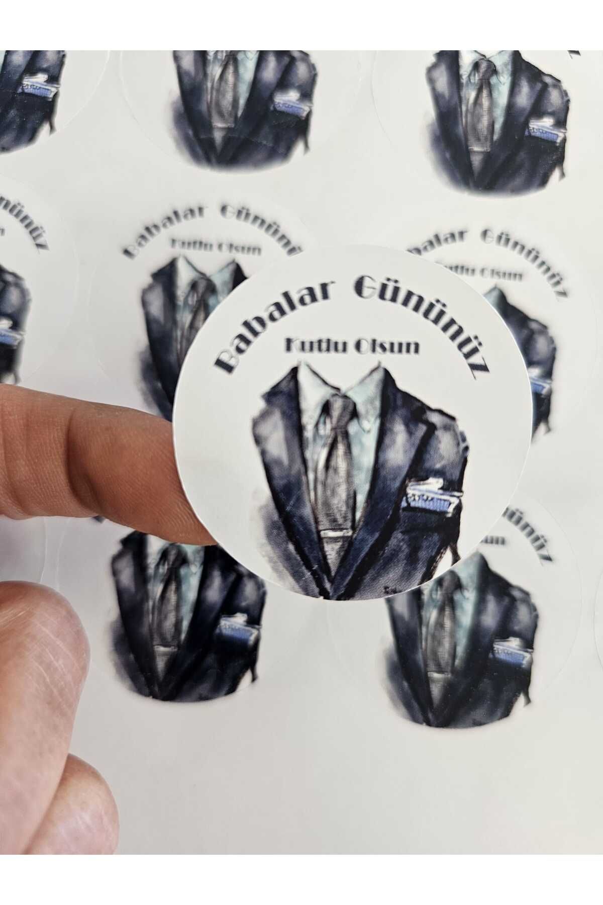 DESİGN Babalar Günü 4 cm 70 Adet Siya Takım Elbise Sticker