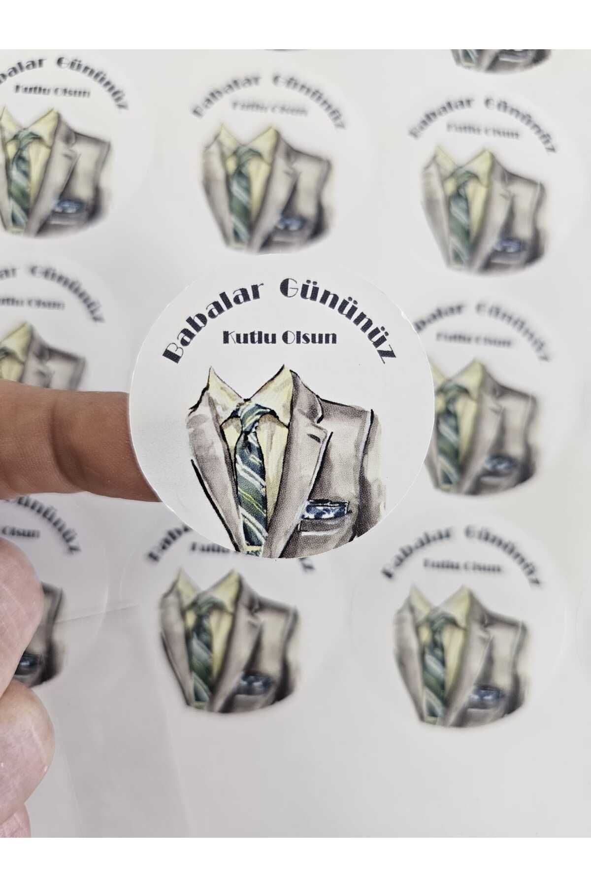 DESİGN Babalar Günü 4 cm 70 Adet Bej Takım Elbise Sticker