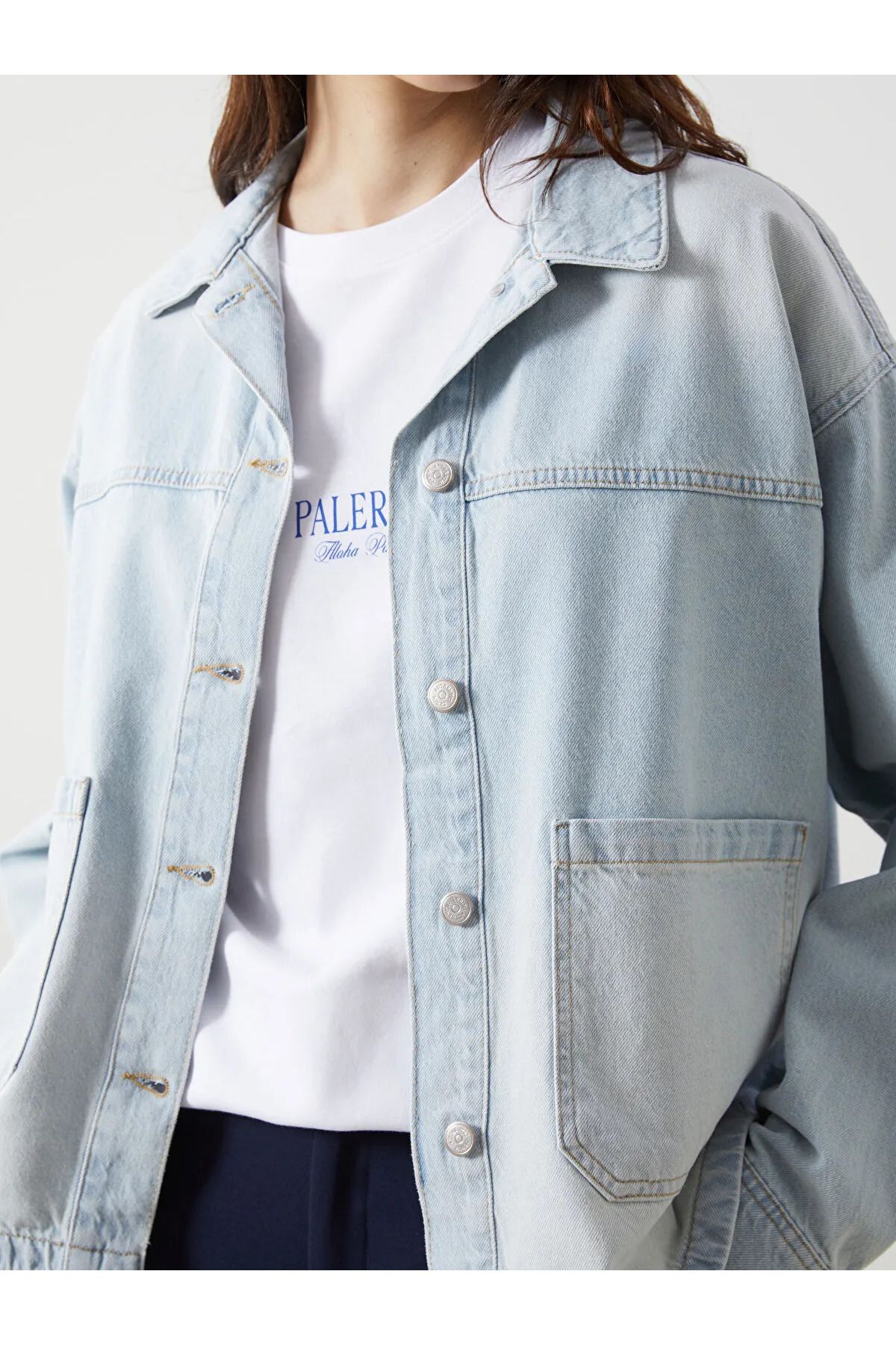 LC Waikiki Oversize Kadın Jean Gömlek Ceket