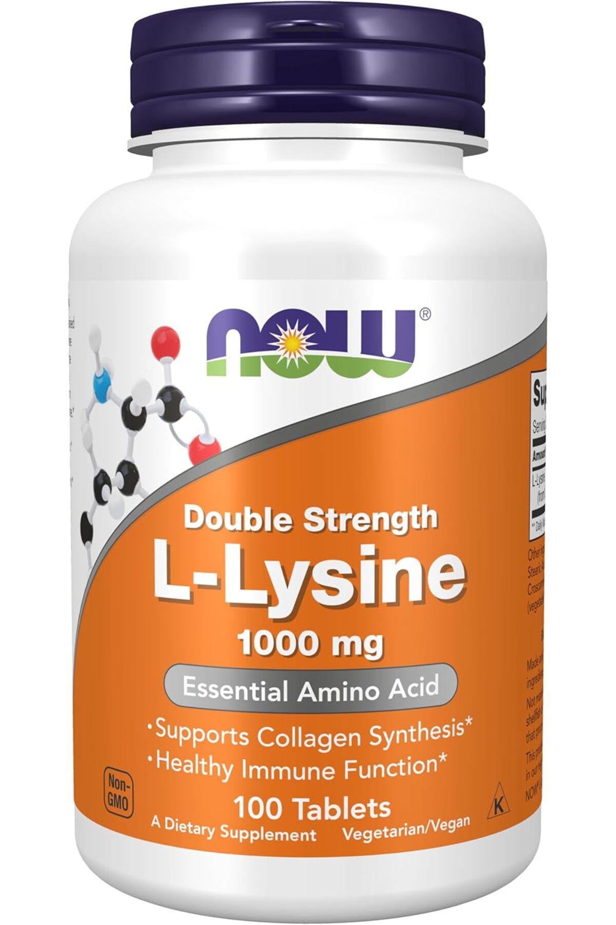 Now Foods, Double Strength L-Lysine(Lizin) Çift Güçlü, Amino Asit 1,000 mg, 100 Tablet