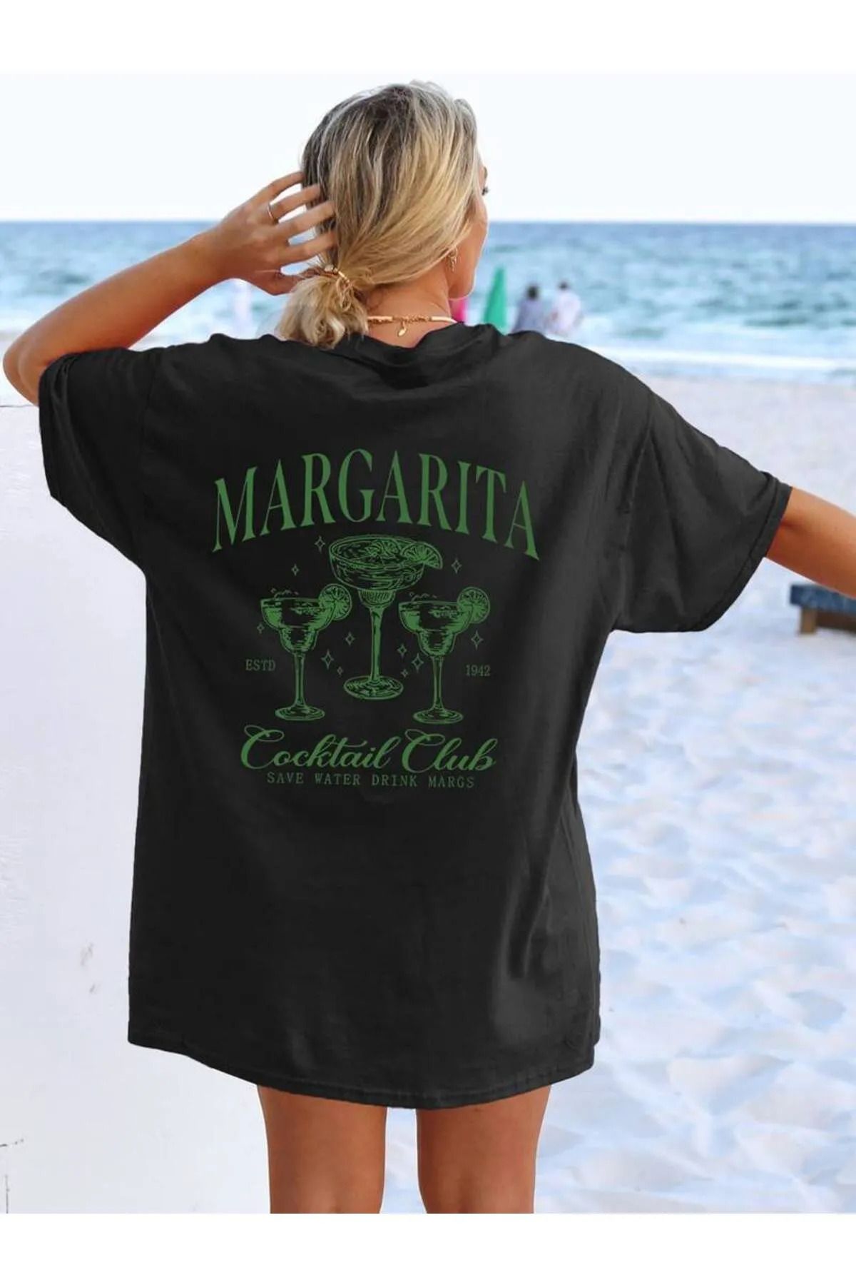 Marco Fresco Margarita Kokteyl Baskılı Oversize T-shirt