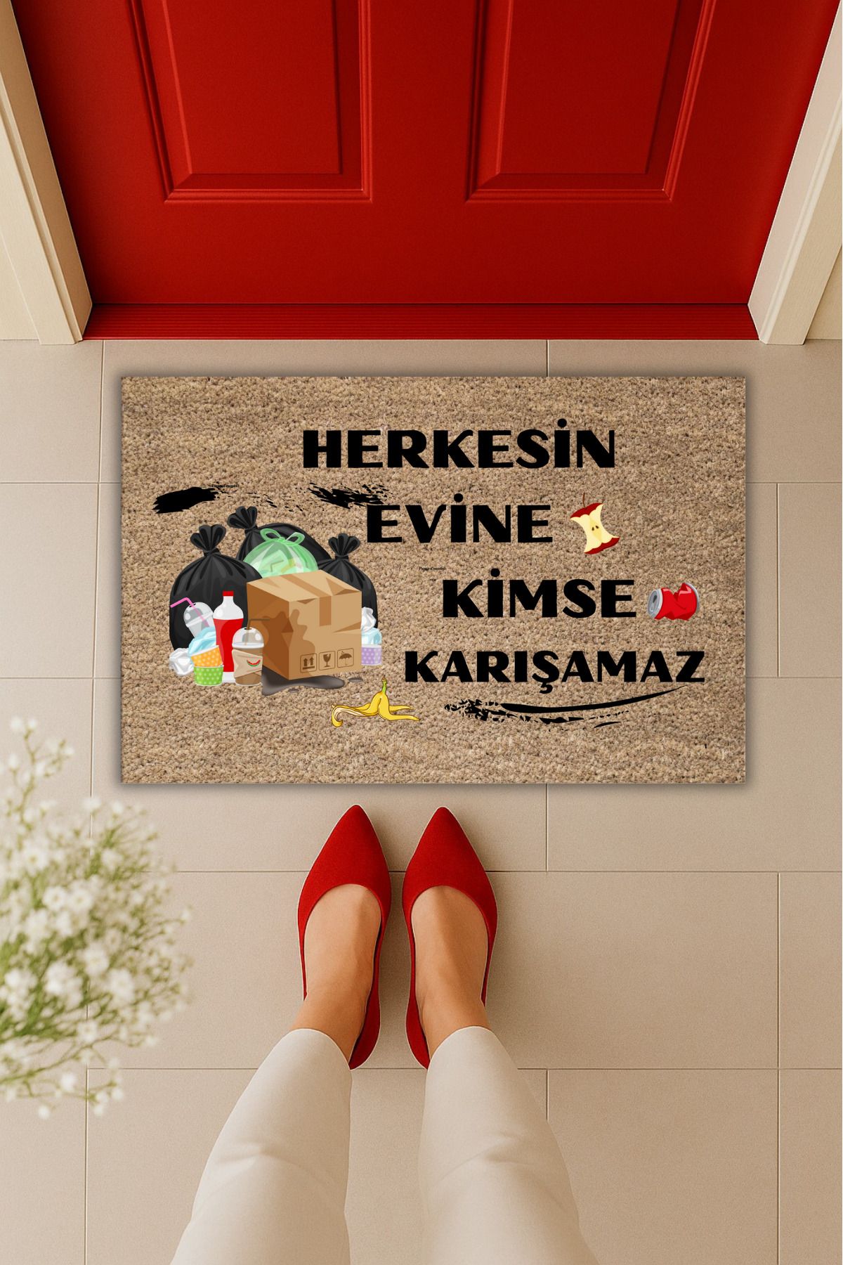 Dormot Home Yüksek Kaliteli Dijital Baskı Evime Kimse Karışamaz Kapı Önü Paspası