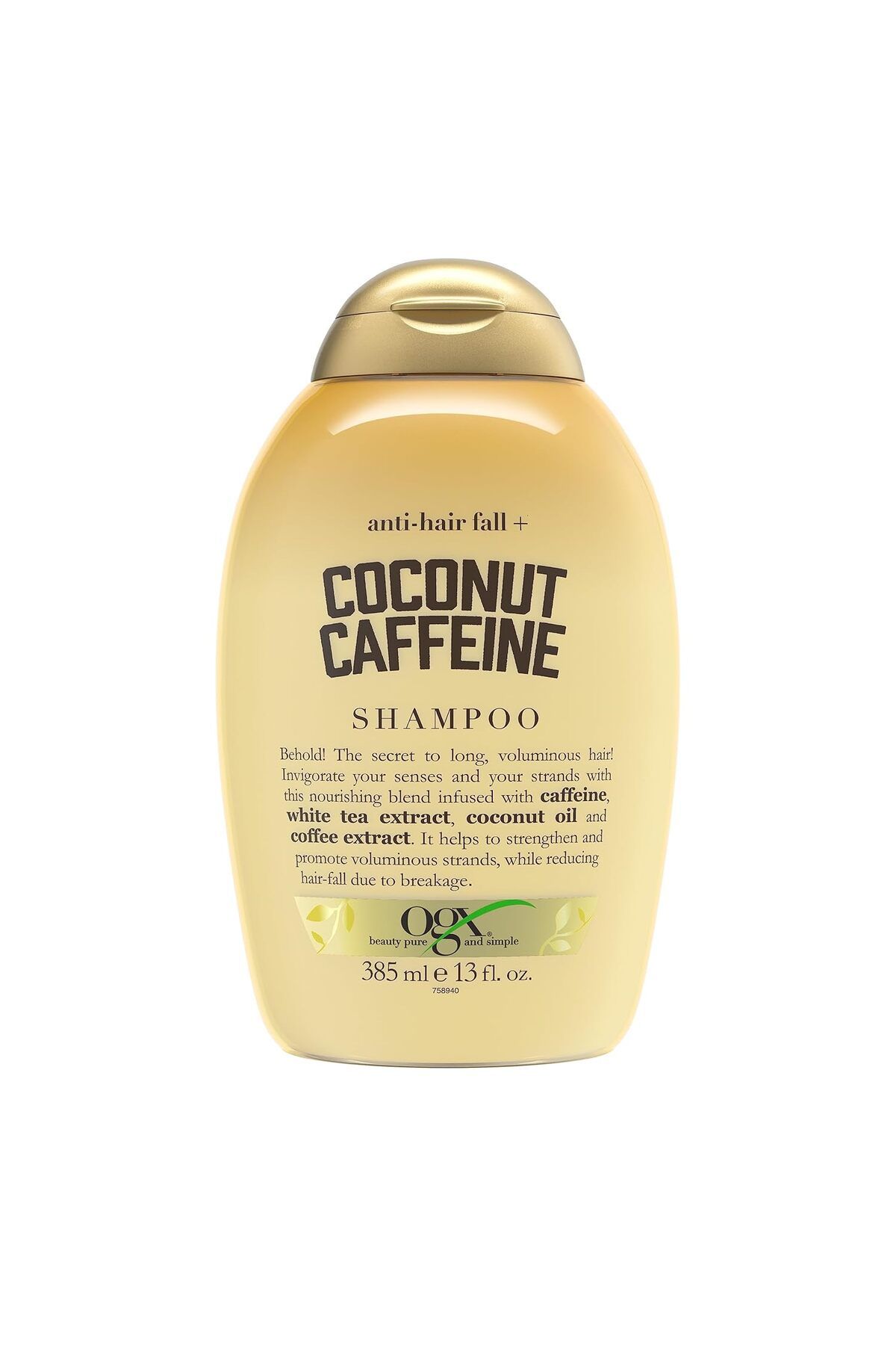 OGX Coconut Caffeine Shampoo Hasarlı Saçlar İçin Hindistan Cevizi Kafein Güçlendirici Şampuan 385ml