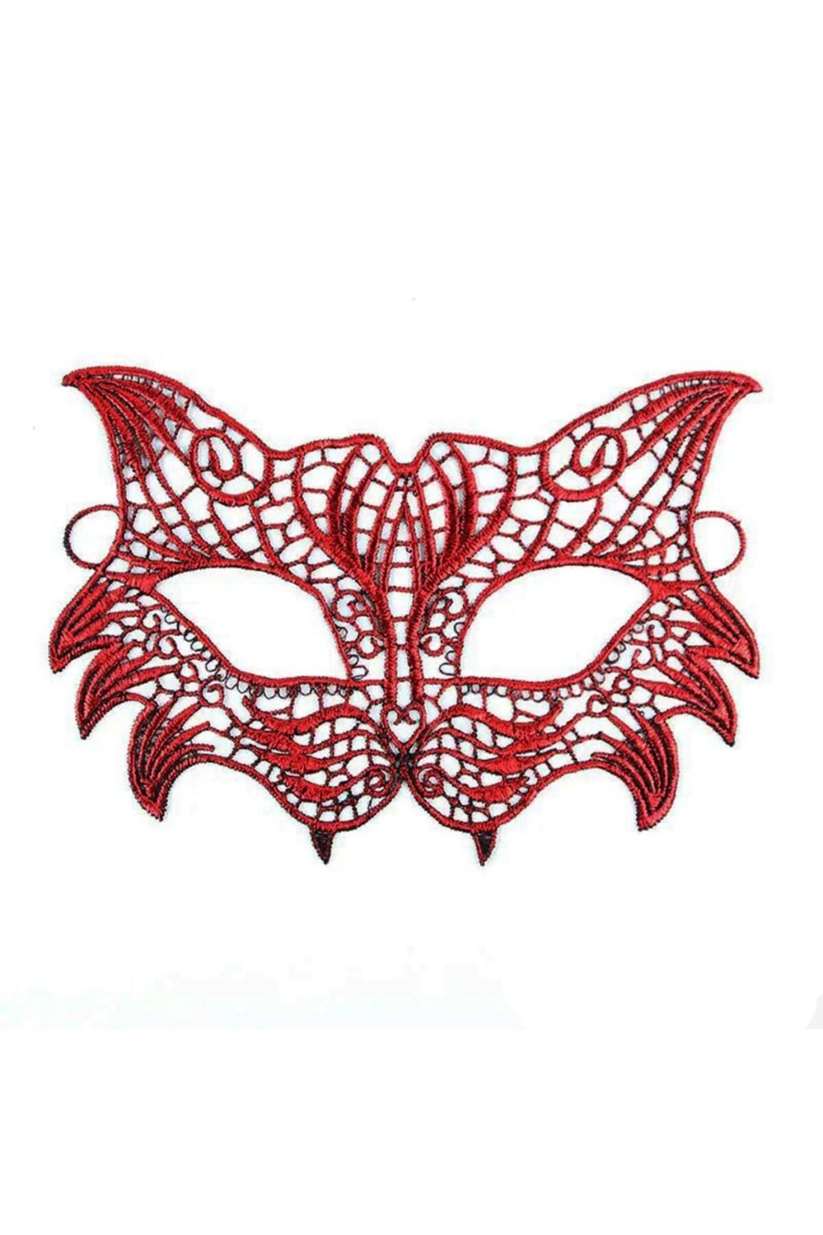 Kanonik Education Kırmızı Dantel Masquerade Maskesi 8 No