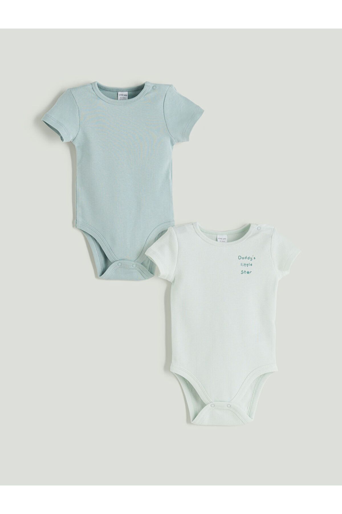 LC Waikiki LCW baby Mavi Baskılı Erkek Bebek Çıtçıtlı Body 2'li