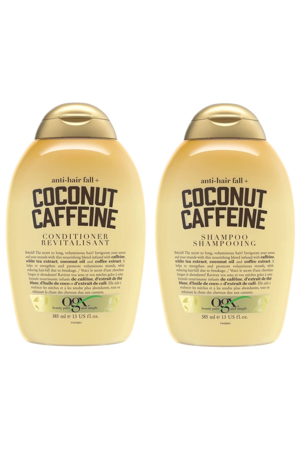 OGX Hasarlı Saçlar İçin Hindistan Cevizi Kafein Güçlendirici Şampuan 385 ML Saç Kremi 385 ML Set