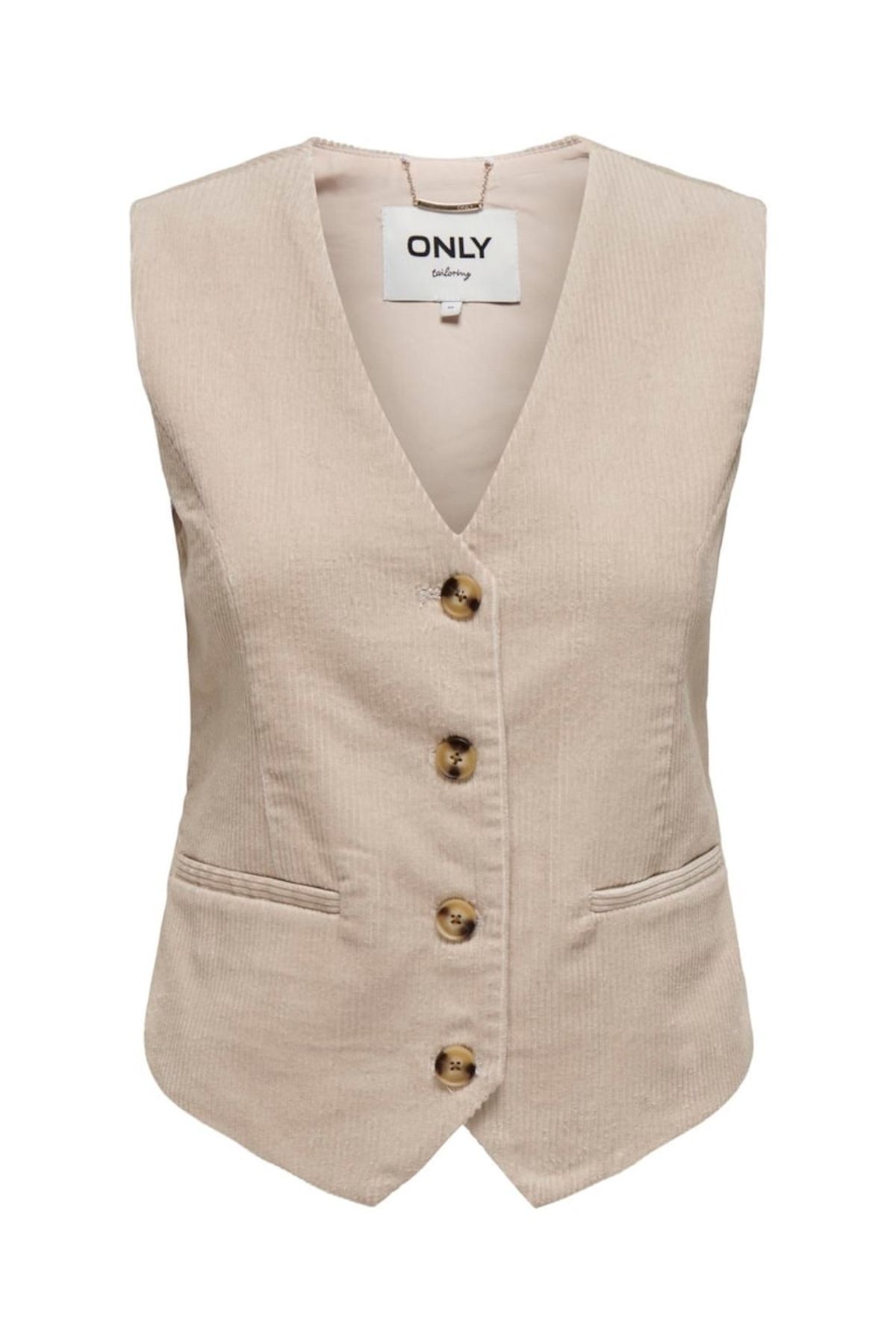 ONLY ONLTIGGY S/L FIT CORD VEST TLR Kadın Bej Yelek - 15331546