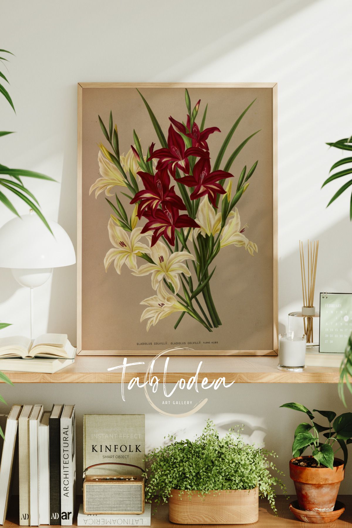 tablodea Vintage Çiçekli Çerçeveli Poster Tablo, Minimalist Dekoratif Vintage Pinterest Çiçekli Duvar Tablosu