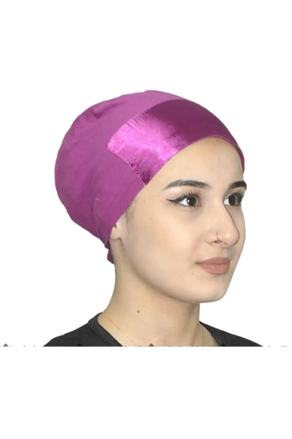 İklilEşarp Kadın Tesettür Saten Fuşya Bone