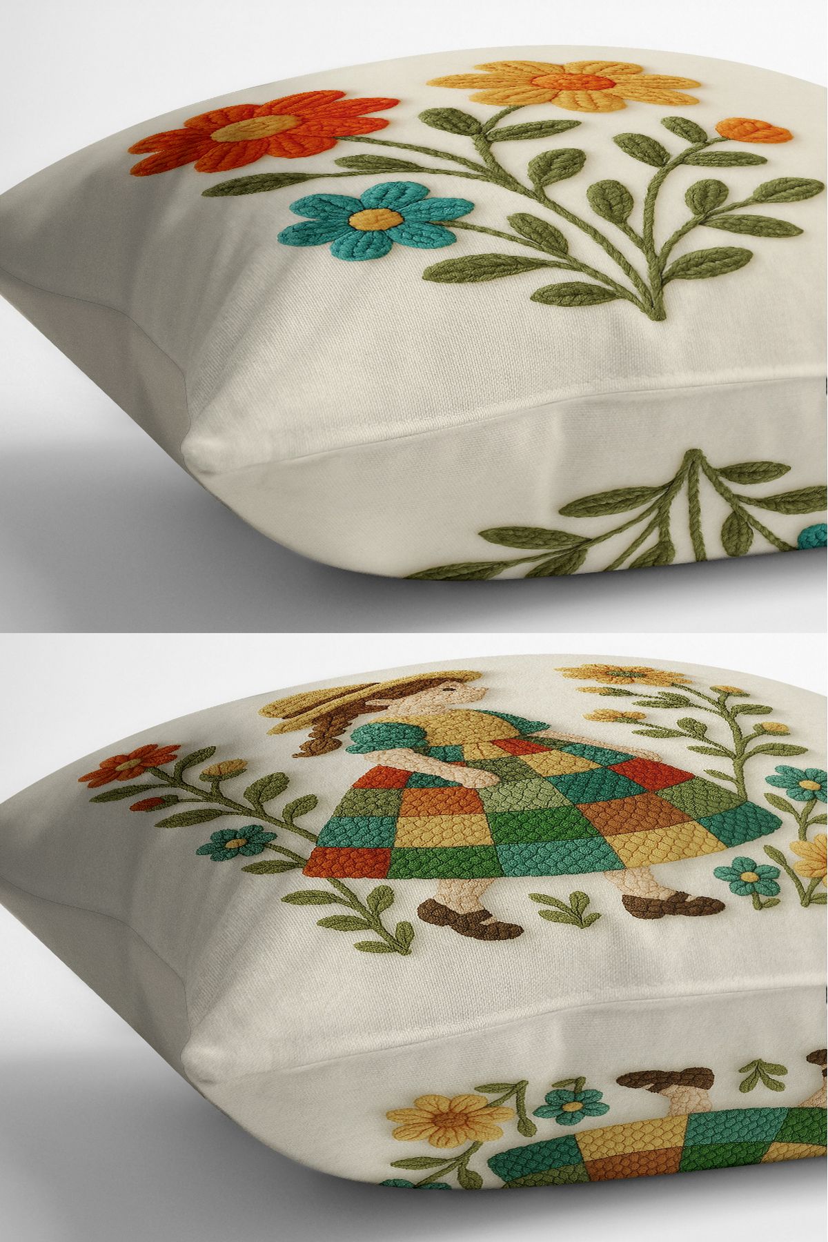 Bertille Home-Set de 3 huse de pernă cu imprimare digitală pe două părți (aspect de broderie cu model de puncție) 6
