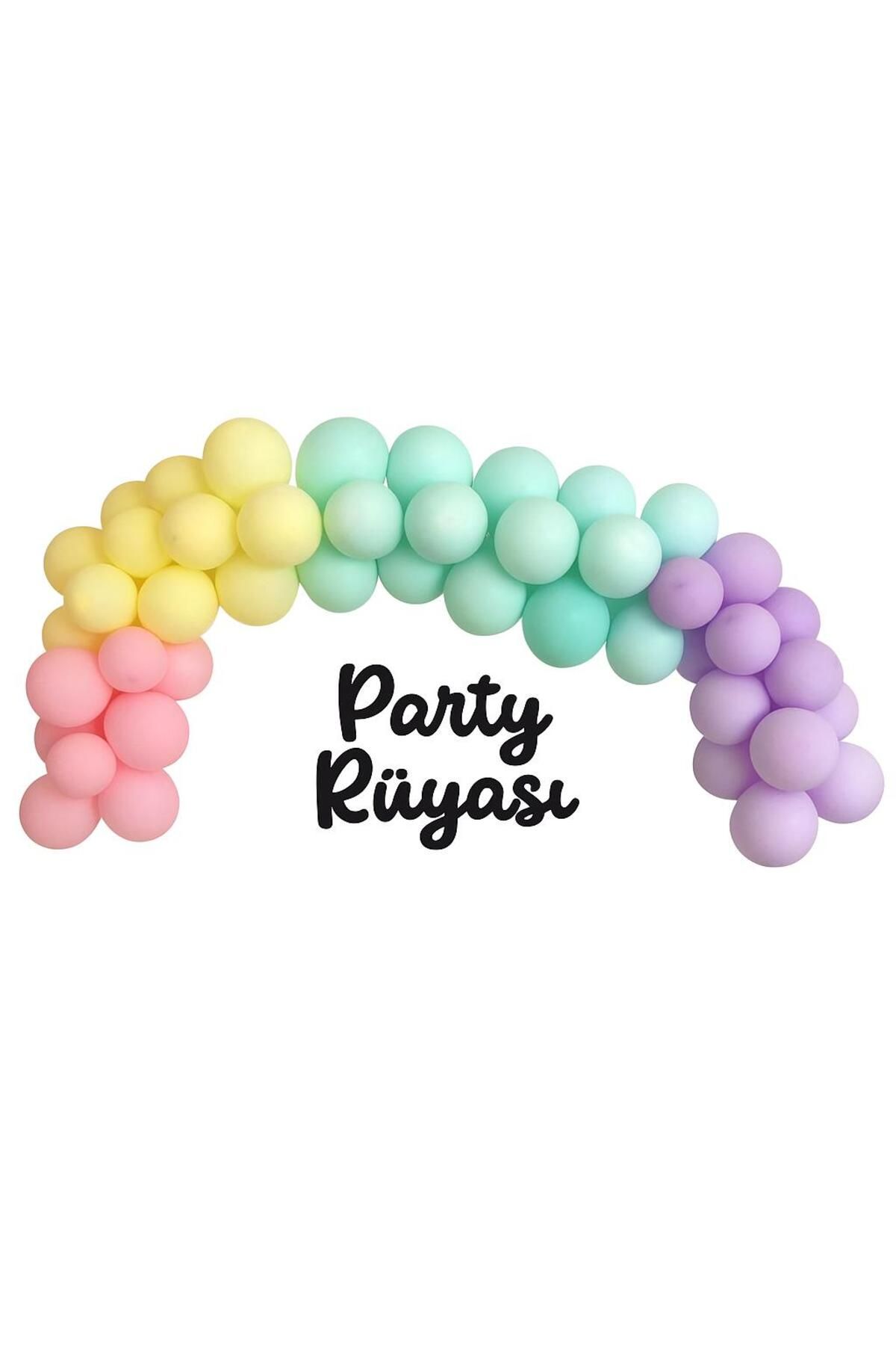partyrüyası Unicorn 50 Adet Makaron Balon Soft Renkler Balon Zinciri Seti Doğum Günü Süsleme Konsepti