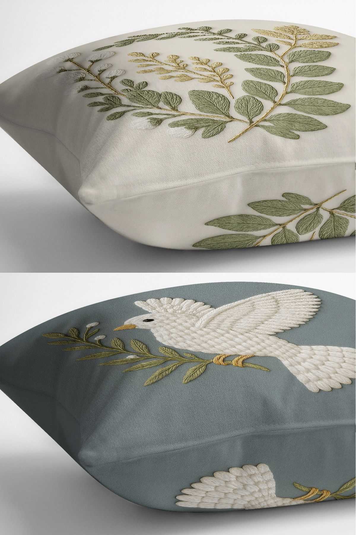 Bertille Home-Set de 3 huse de pernă cu imprimare digitală pe două părți (aspect de broderie cu model de puncție) 6