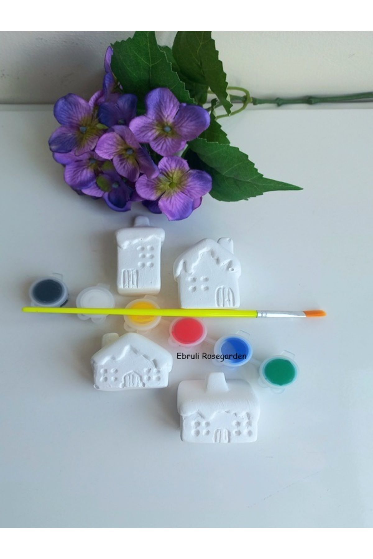 SerenityHaven Kendin Yap 3d Üç Diy Boyut Sevimli Dörtlü Ev Dekor Hobi Boyama Hediye Seti Ve Mavi Tealight Mum