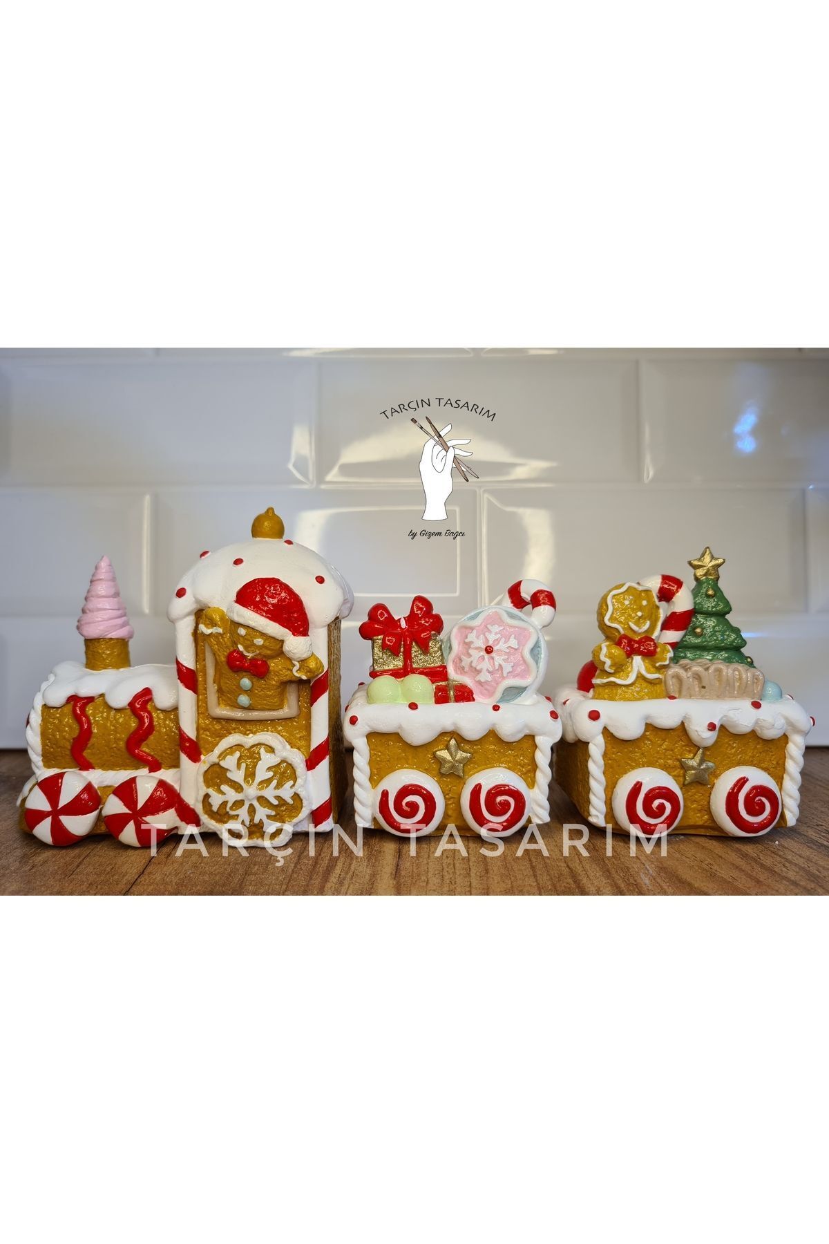 SerenityHaven Kurabiye Adam Biblo/Dekor,Kurabiye Tren Set,Gingerman,Sunum,Yeni Yıl (HANDMADE)