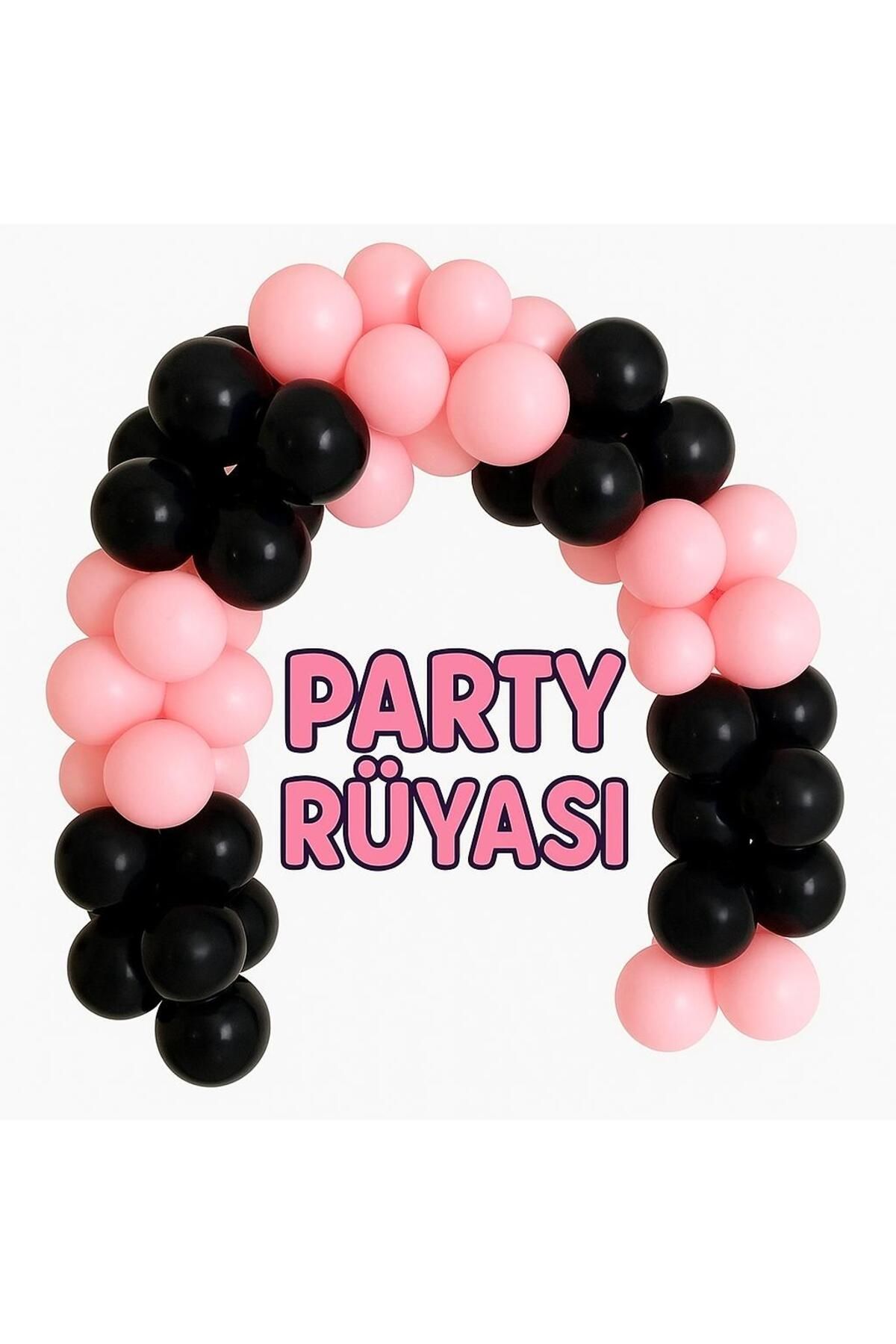 partyrüyası Minnie Mouse 40 Adet Pembe Siyah Balon Zinciri Süsleme Seti Doğum Günü Konsept Süsleme Seti
