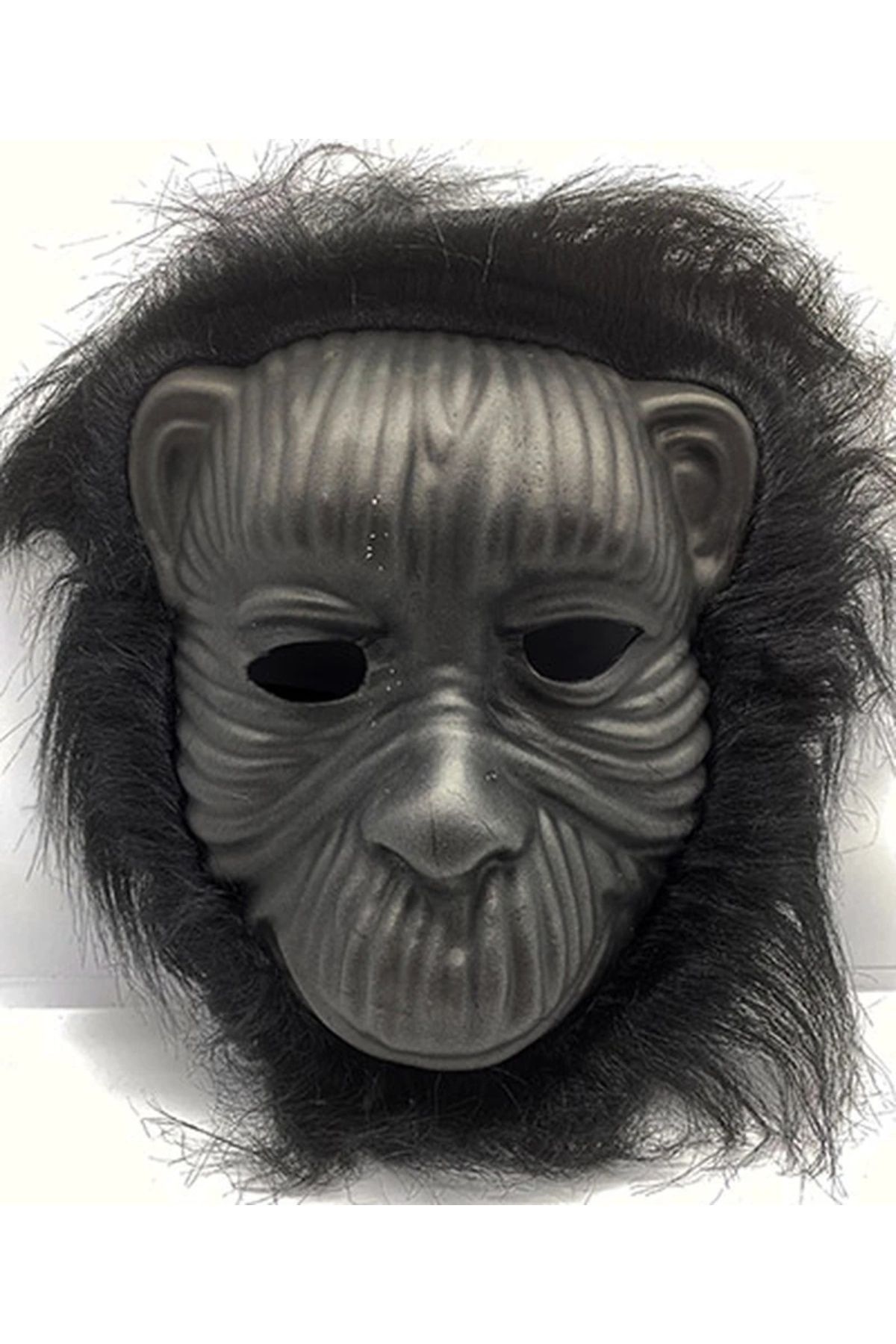 BIGBOYCL Siyah Renk Eva Goril Maskesi - Siyah Peluşlu Tüylü Orangutan Maskesi