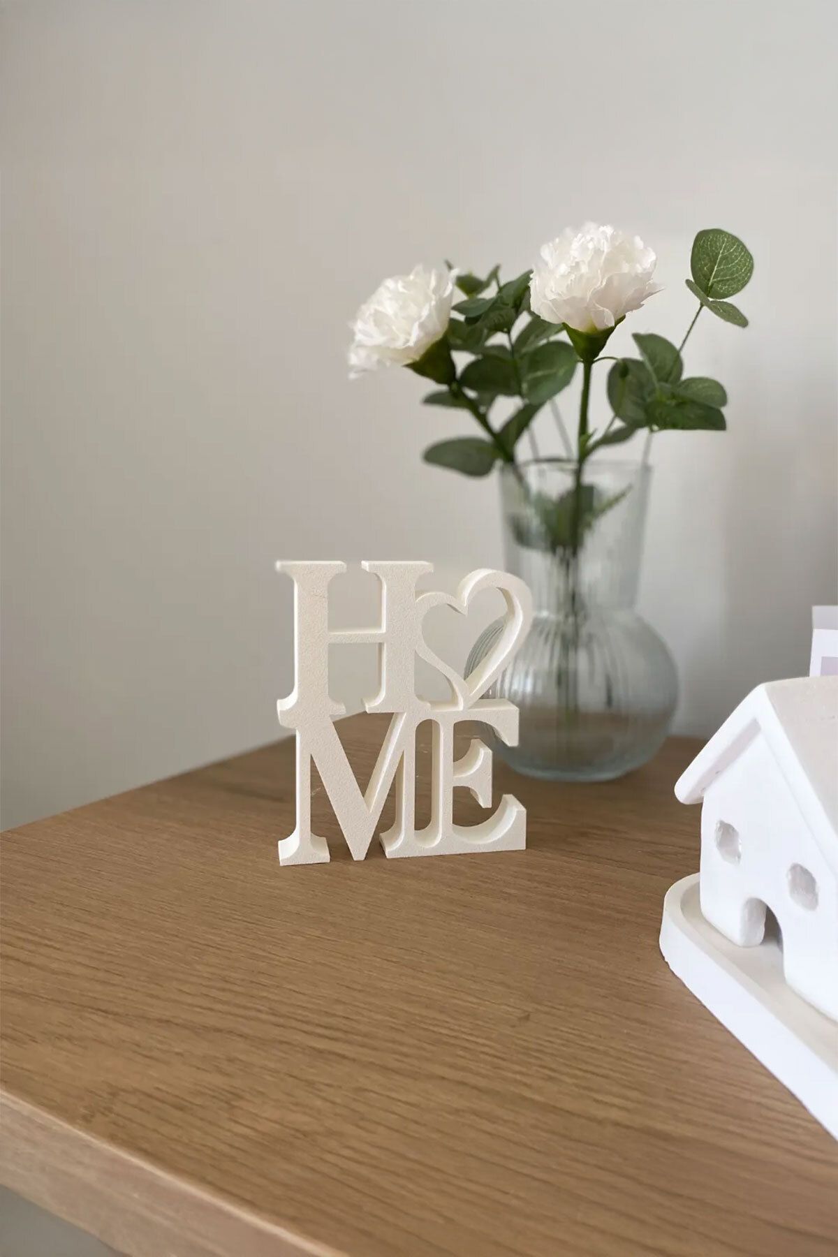 SerenityHaven Home Yazılı Dekoratif Biblo Masaüstü Dekor - Beyaz 12 Cm x 10 Cm