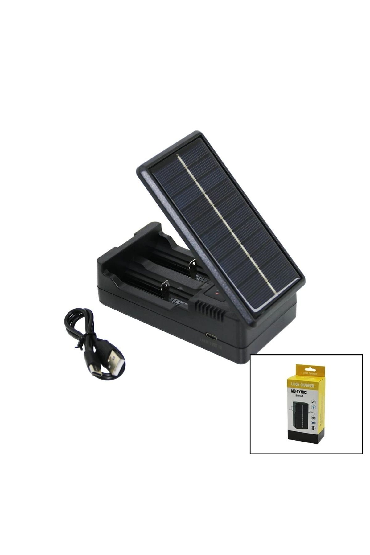 BIGBOYCL Lı-Ion Charger Ms-Tyn82 Solar - Güneş Enerjili 2Li Pil Şarj Aleti 1200Ma
