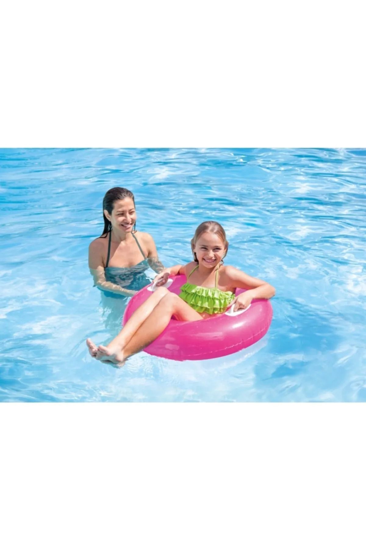 Sea Home Intex Çocuk Simit Şişme Havuz ve Deniz Yüzme Simidi Tutmaçlı Parlak Şişme Simit 76 Cm 8 +Yaş M-59258