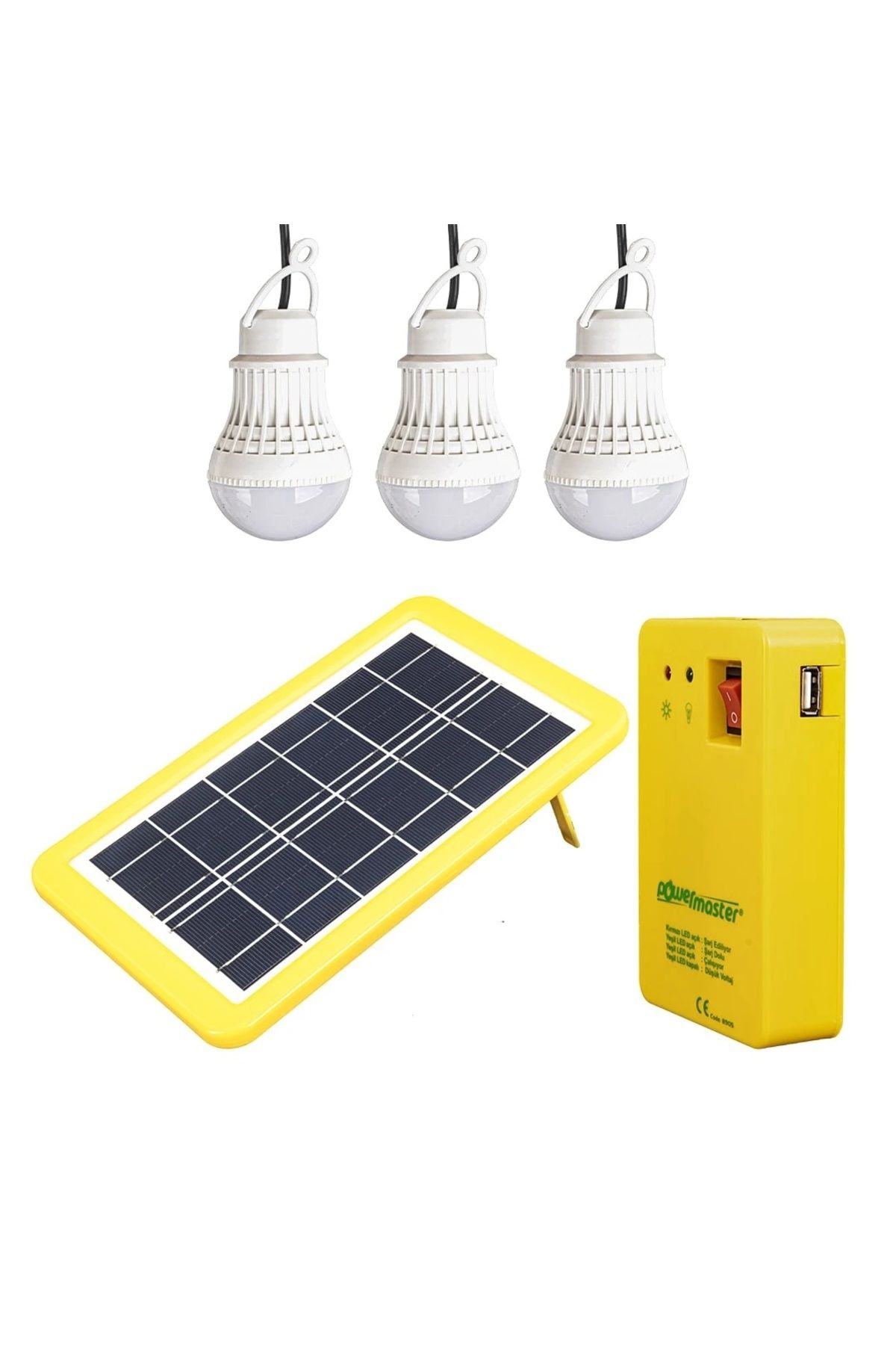 BIGBOYCL Güneş Panelli 3 Lambalı Powerbank Özellikli Çok Amaçlı Şarjlı Solar Aydınlatma