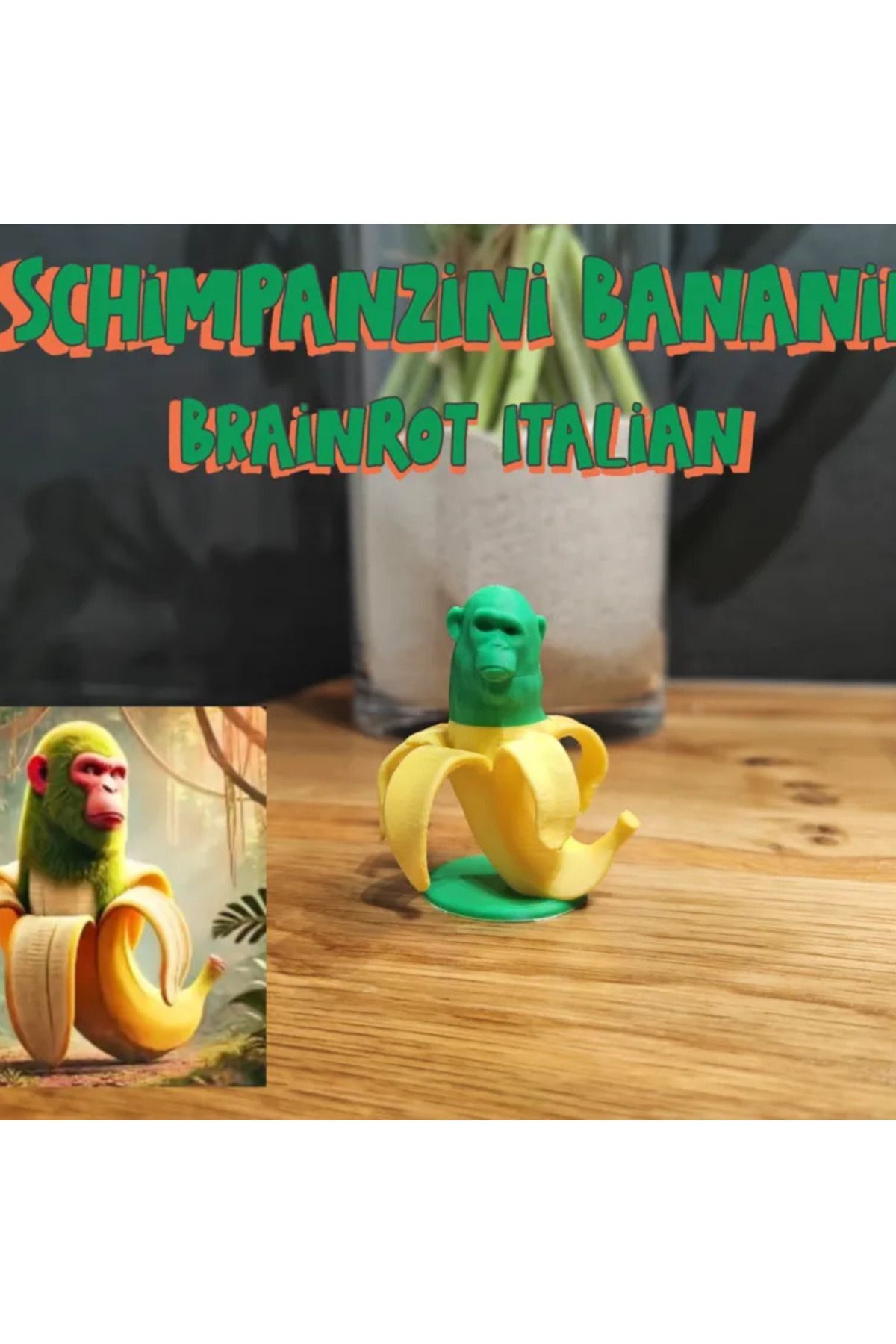 SerenityHaven Schimpanzini Bananini 10 cm Figür – TikTok Fenomeni, Italian Brainrot Koleksiyon Parçası-Dekor