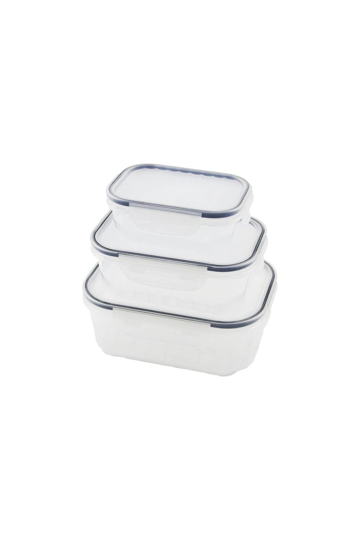 BIGBOYCL 3Pcs Quick Sızdırmaz Saklama Kabı Seti Şeffaf Kap - Buğulu-Contalı Kapak 500-1000-1700Ml