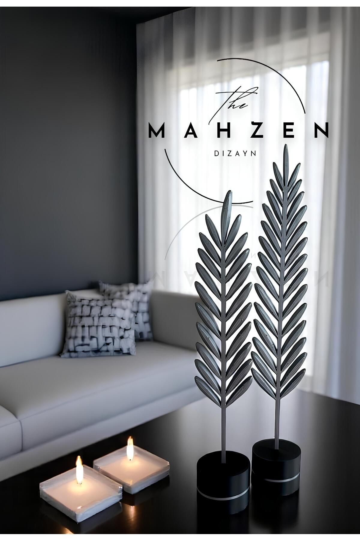 SerenityHaven Modern Dekoratif Gümüş (SİLVER) Tüy Yaprak Seti – Ev Dekorasyonu Için Şık Ve Zarif Ikili Aksesuar