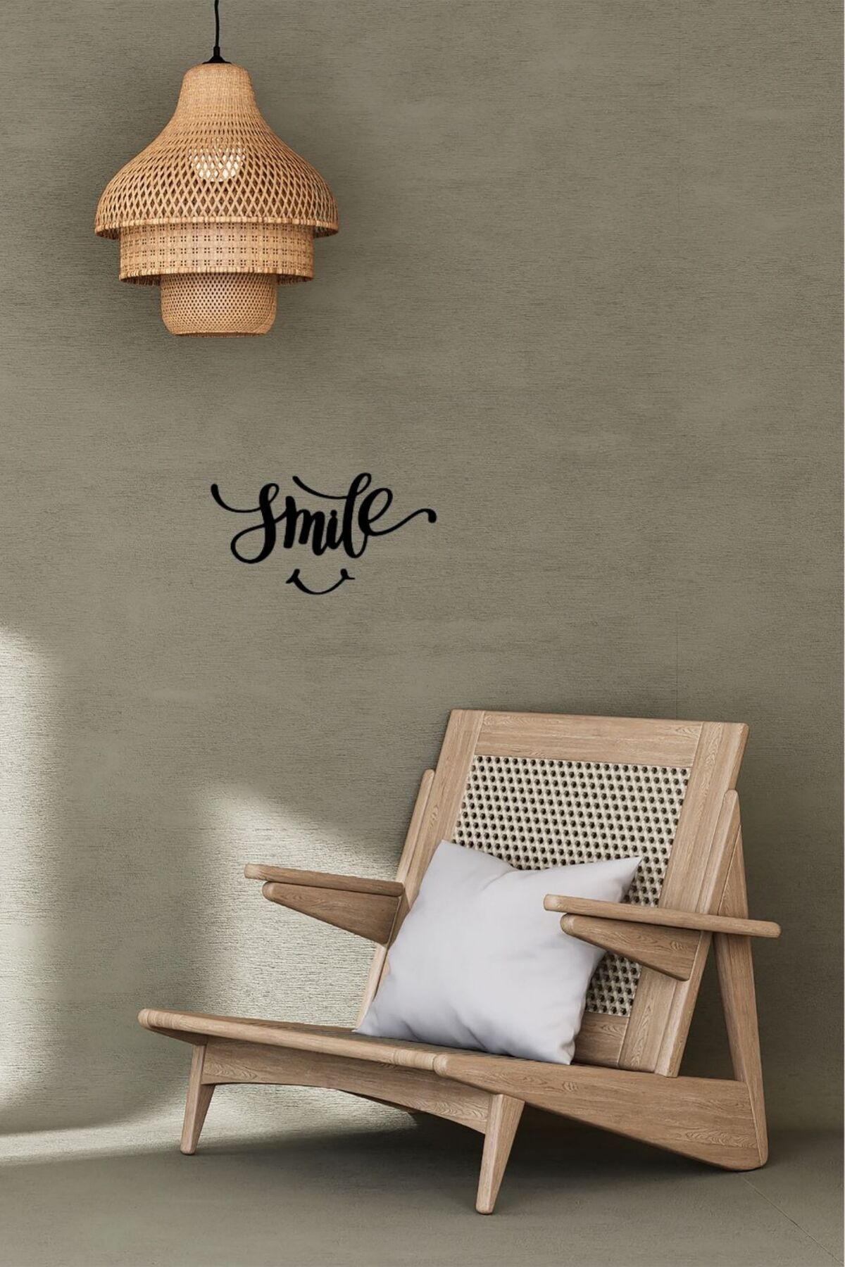 SerenityHaven Pozitif Enerji Smile Ahşap Duvar Dekoru