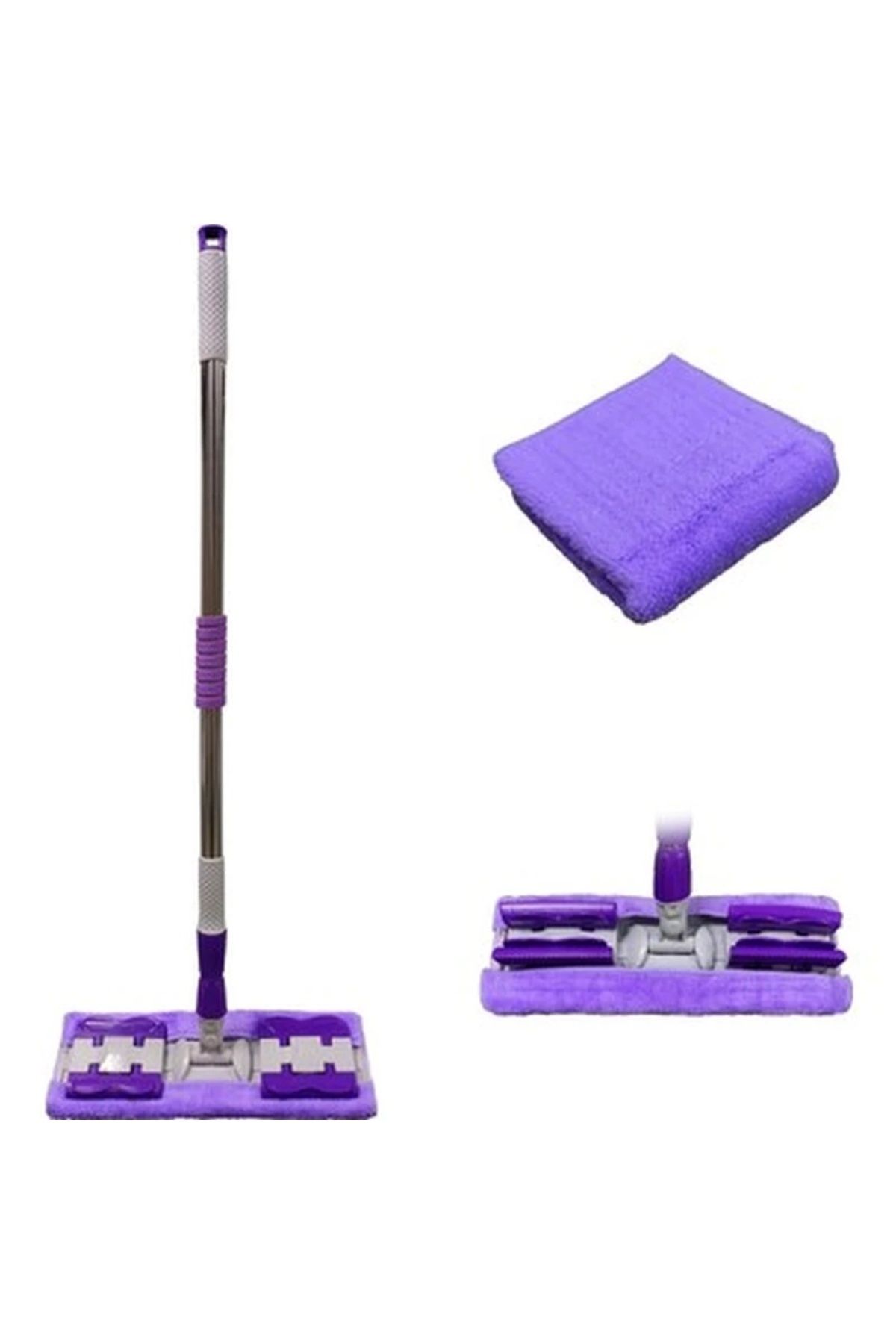 BIGBOYCL Sihirli Spin Mop Teleskopik Çok Amaçlı Mop +1 Bez Hediyeli - Mor