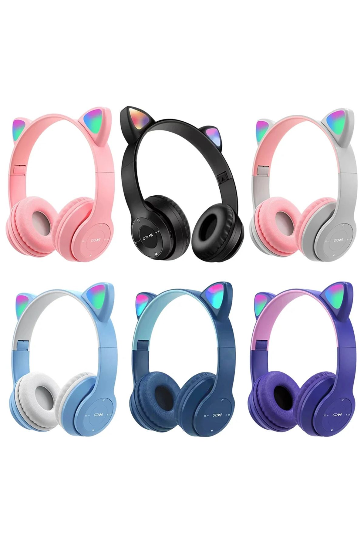 Alışveriş Express SW88 Kedi Kulaklık Görünümlü Foldable Bluetooth Kulaküstü Kulaklık