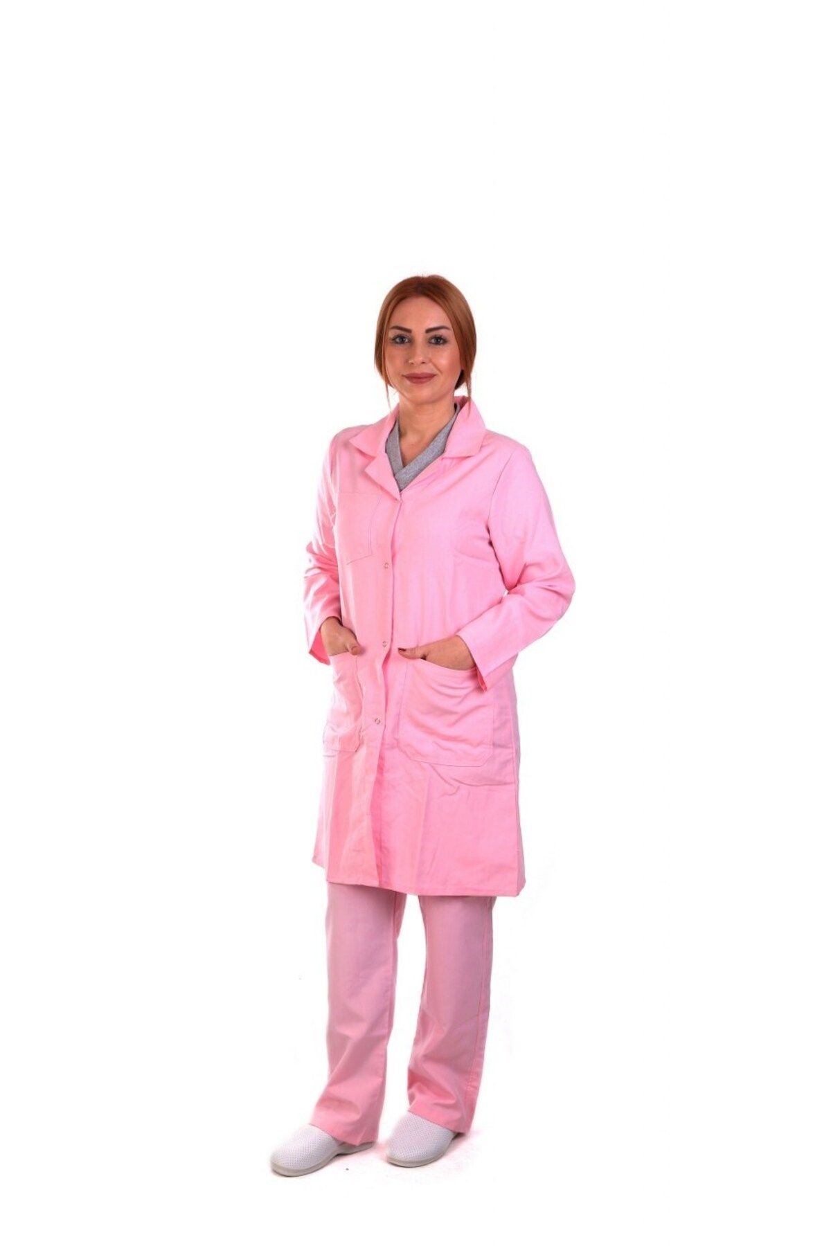 eser x workwear Alpaka Kadın İş Önlüğü Uzun - Pembe