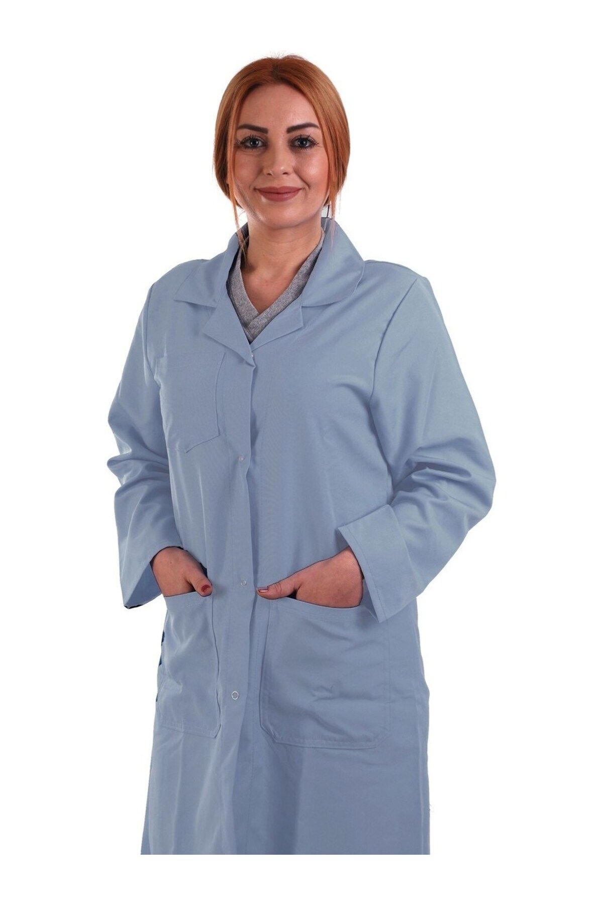 eser x workwear Alpaka Kadın İş Önlüğü Uzun - Gri