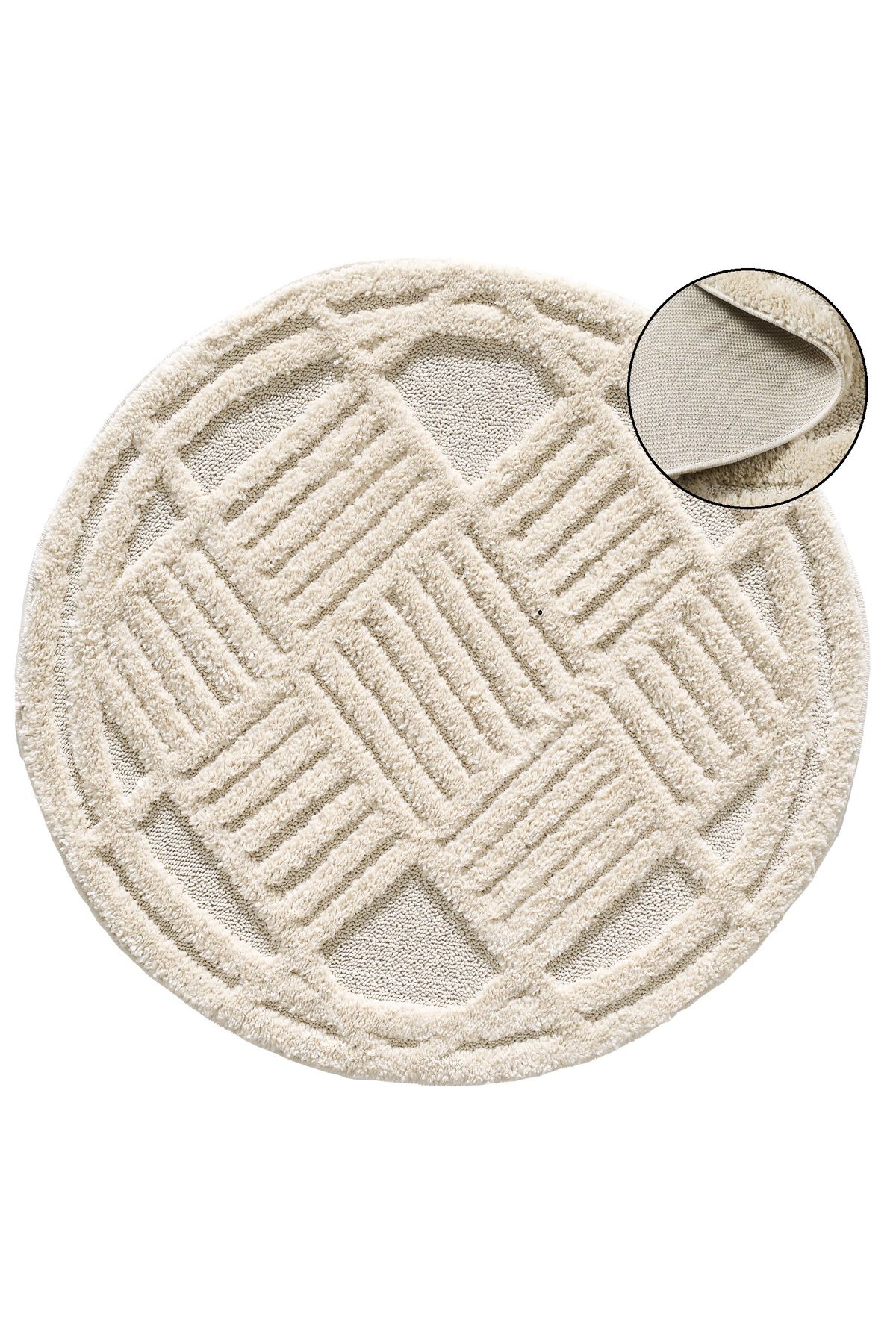 vinosahome Bukleli Yumuşak Yuvarlak Peluş Post Shaggy Halı Bej Oturma Odası Salon Mutfak Halısı Yolluk Kilim